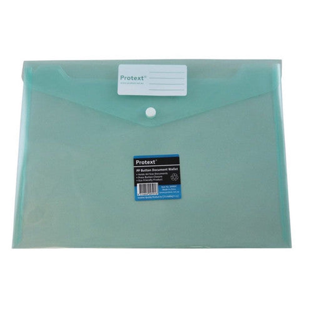 Protext Document Wallet A4 PP Button Closure Green Pack of 30