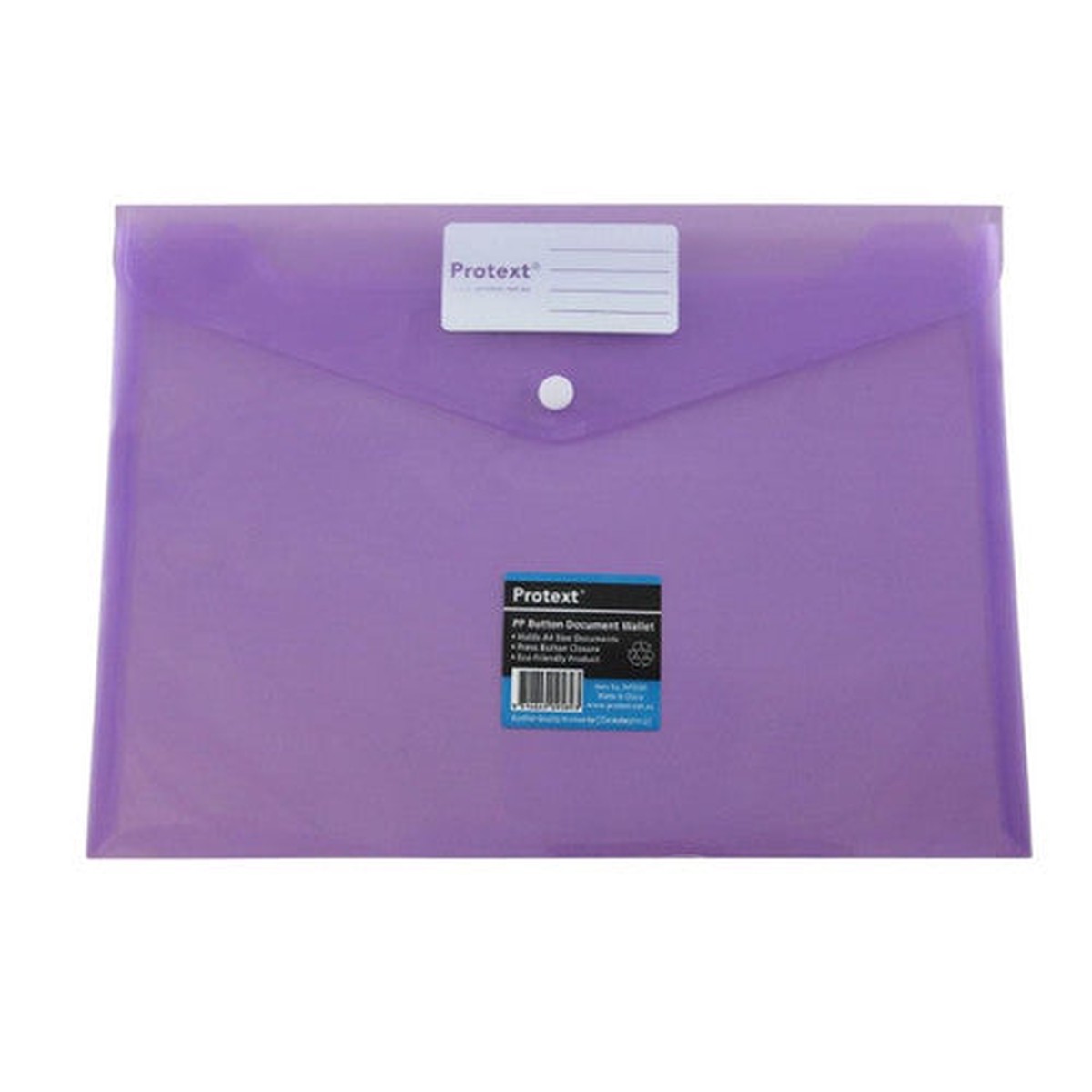 Protext Document Wallet A4 PP Button Closure Purple Pack of 30