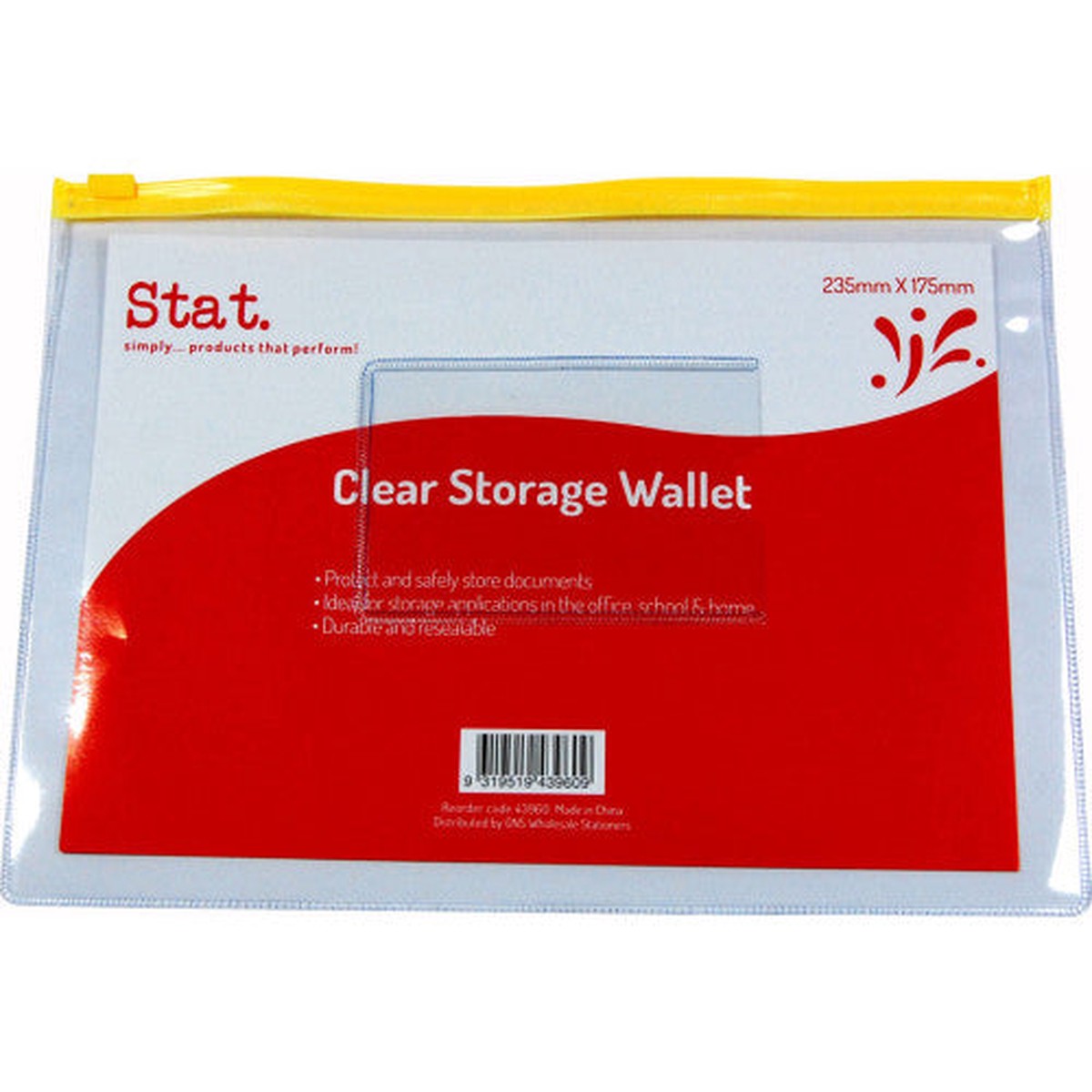 Stat Data File Envelope 235 x 175mm Transparent