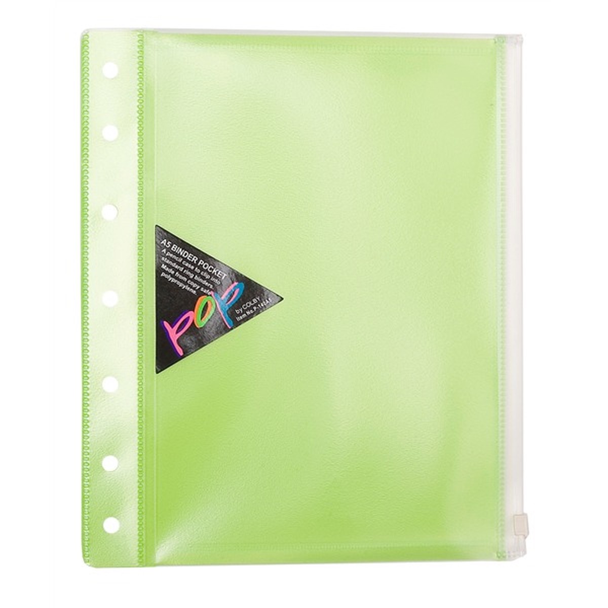 Colby POP A5 Binder Wallet with Side Zip Lime Pack 10