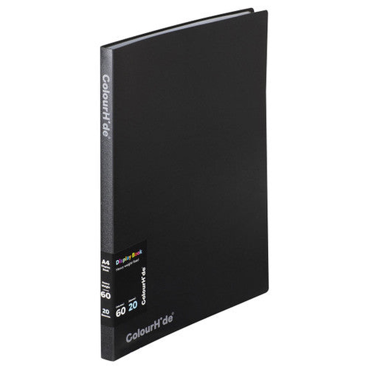 ColourHide Fixed Display Book Insert Cover 20 Pockets Black
