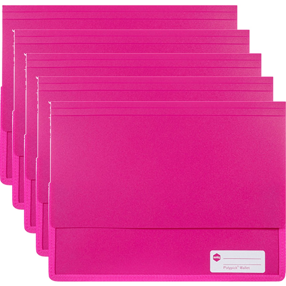 Marbig Polypick Document Wallet Heavy Duty A4 Pink Pack 5