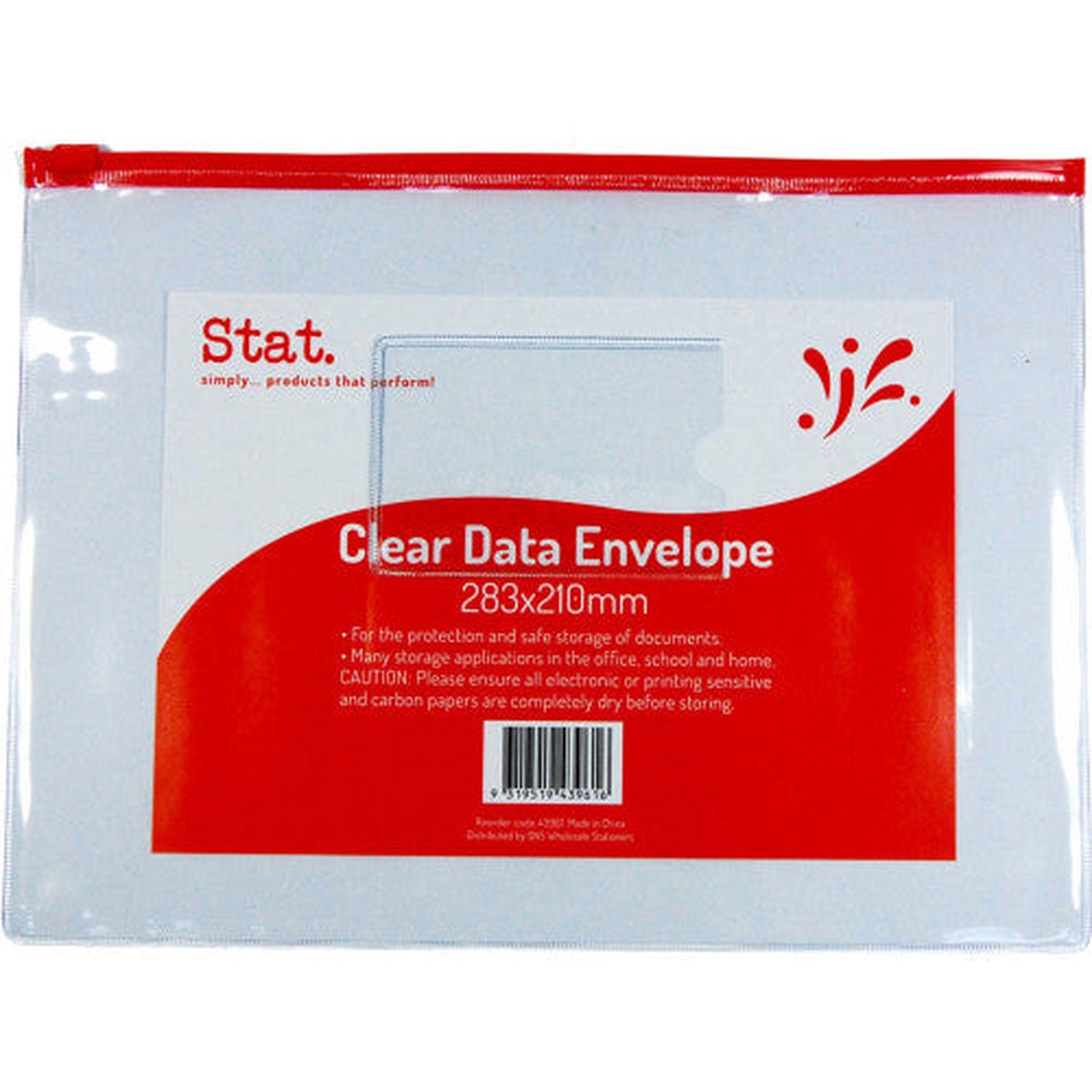 Stat Data File Envelope 283 x 210mm Transparent