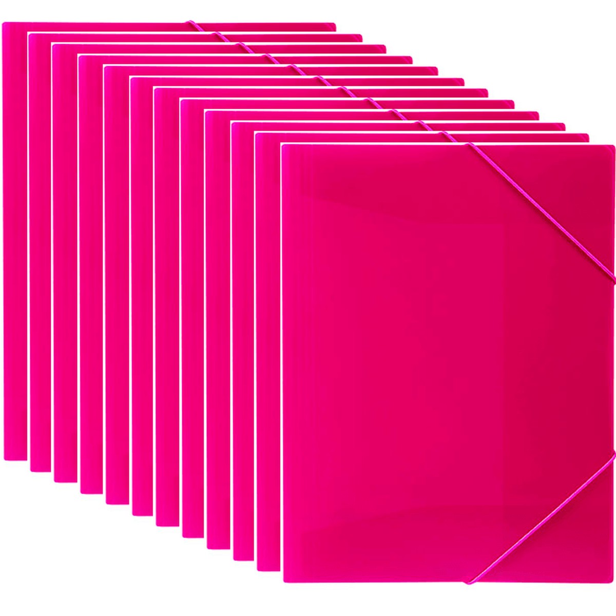 Marbig Document File Wallet Folder Elastic Strap A4 Pink 12 Pack