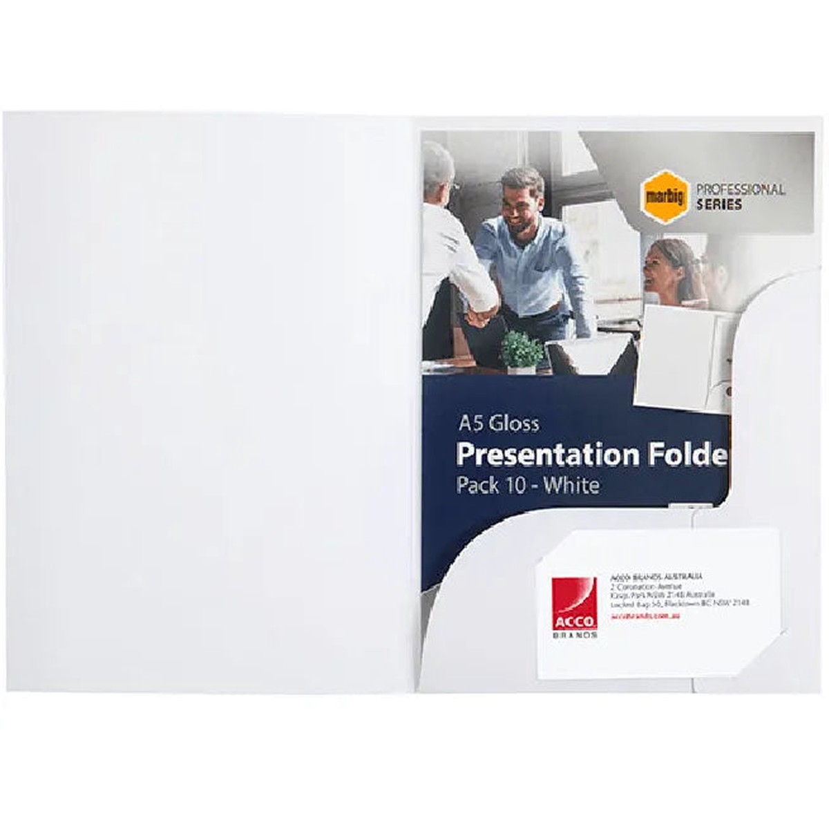 Marbig Professional Presentation Folders A5 Gloss White Pack 50