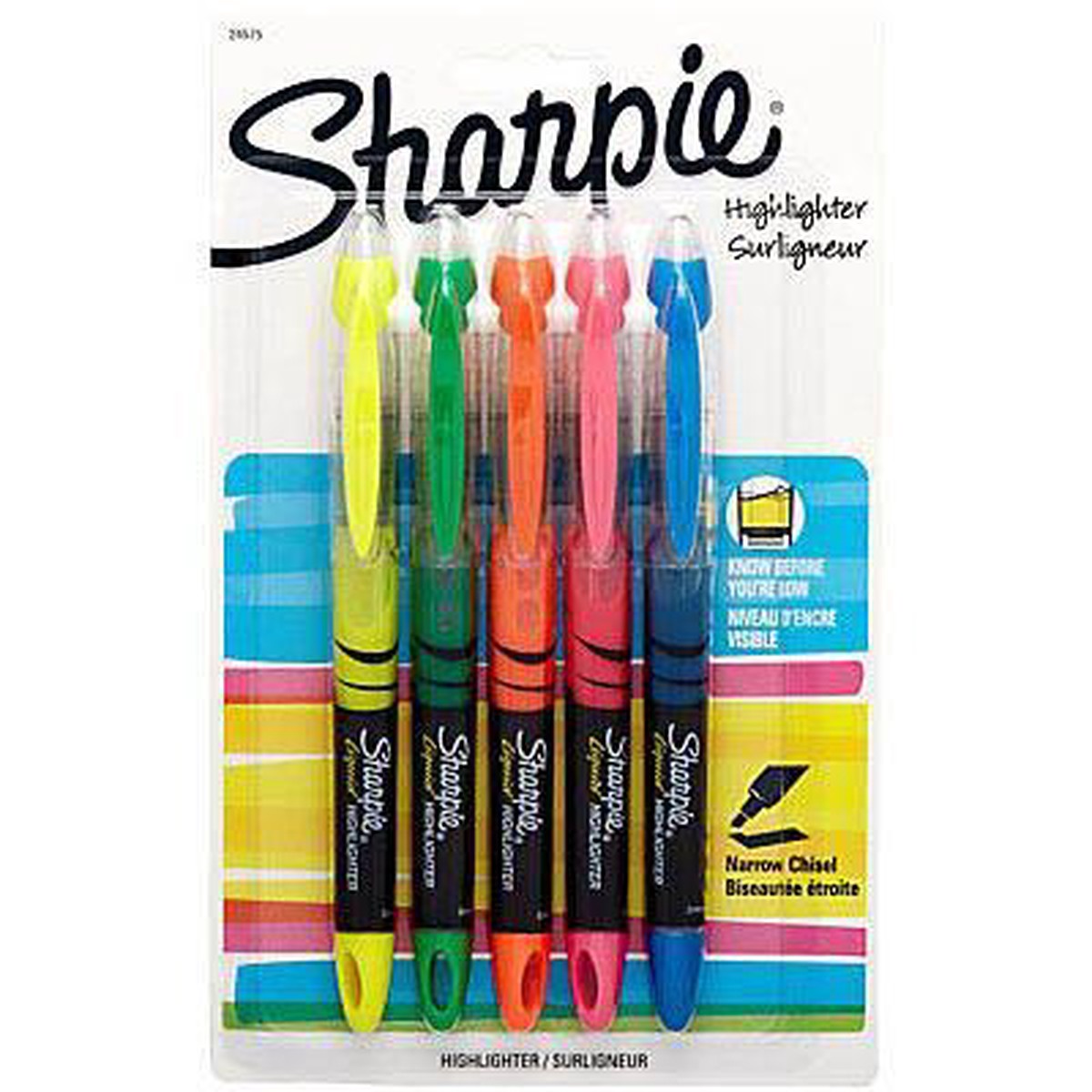 Sharpie Liquid Accent Highlighter Chisel Point 3.3Mm Fluorescent Assorted Pack 5