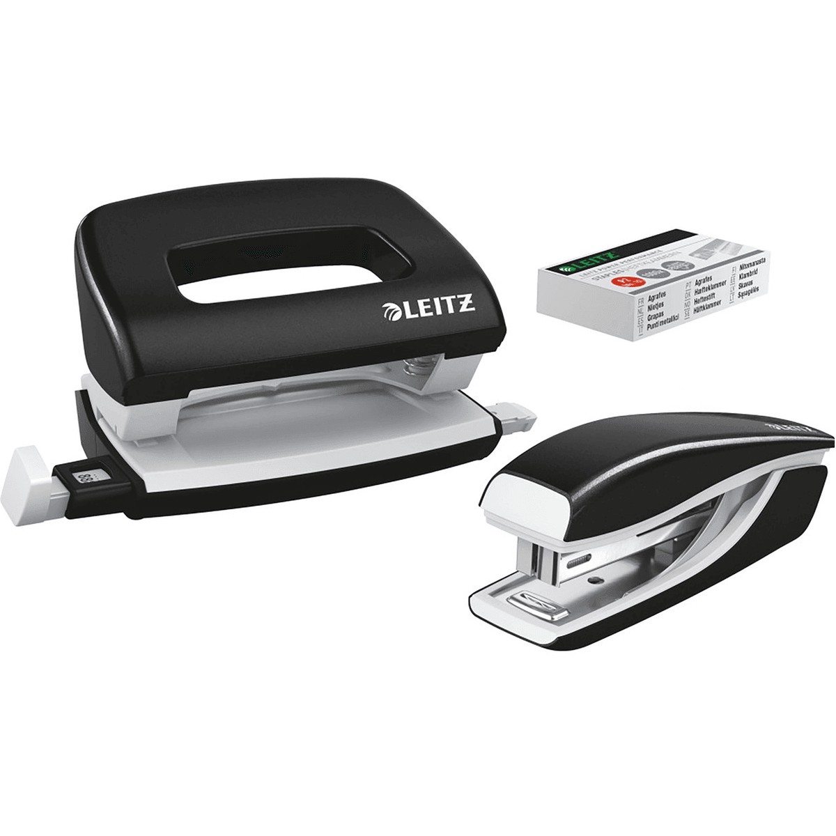 Leitz Nexxt Wow Mini Stapler And Punch Set Black