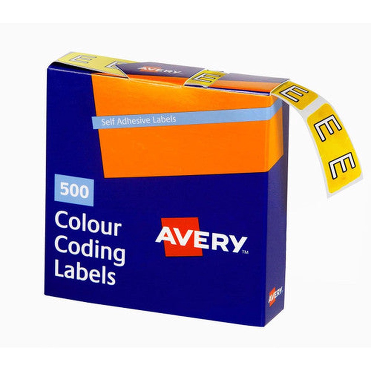 Avery Alphabetical E Side Tab Colour Coding Label 25 x 38mm Yellow 500 Roll