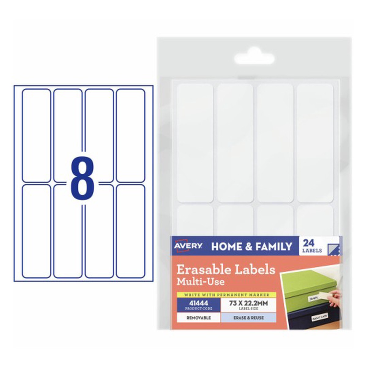 Avery Erasable Multi-Use Removable Labels A6 73 x 22.2mm Pack 24