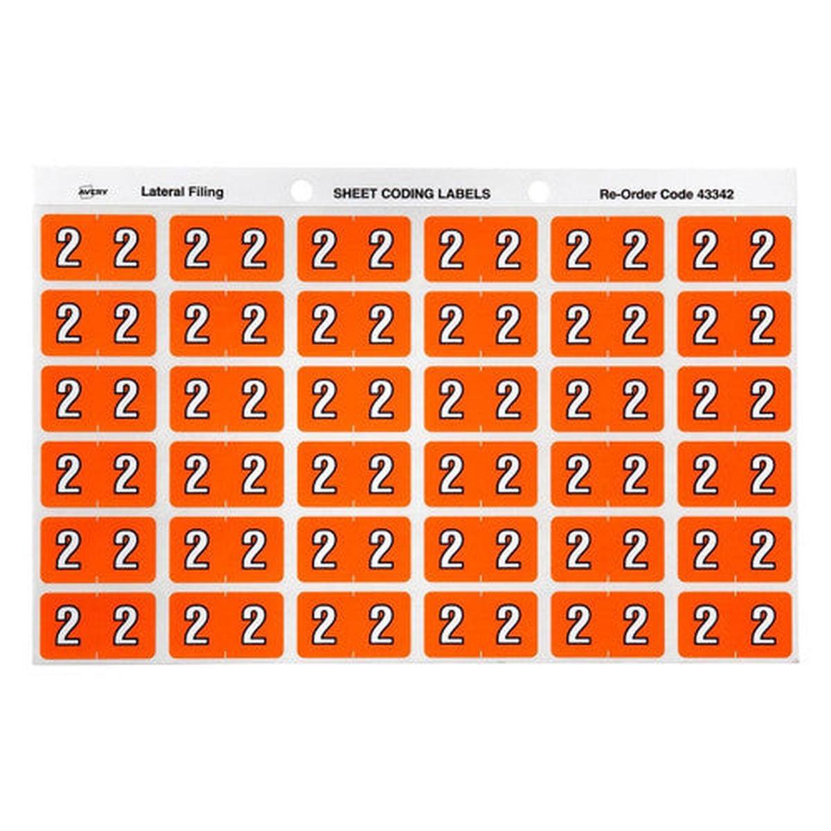 Avery Numeric 2 Side Tab Colour Coding Label 25 x 38mm Orange 180 Pack