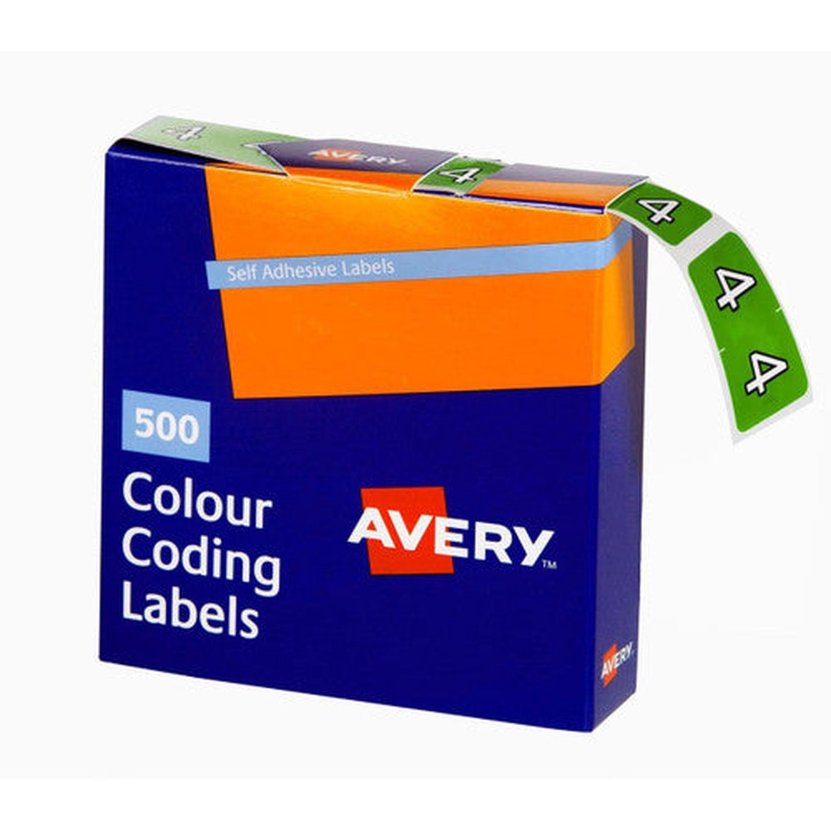 Avery Numeric 4 Side Tab Colour Coding Label 25 x 38mm Light Green 500 Roll