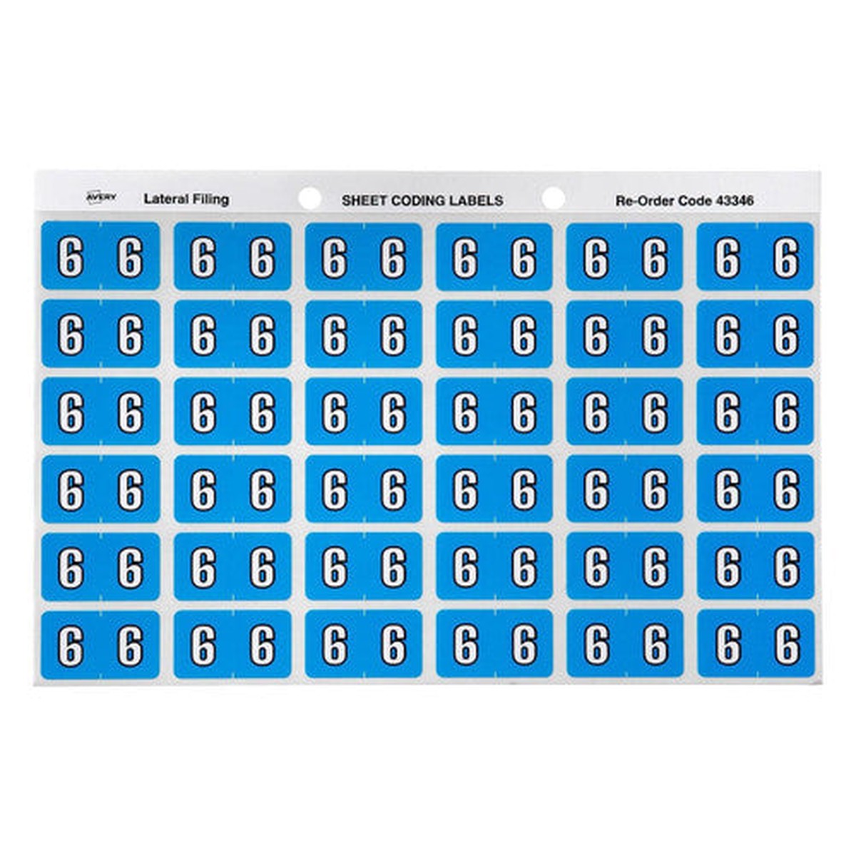 Avery Numeric 6 Side Tab Colour Coding Label 25 x 38mm Blue 180 Pack