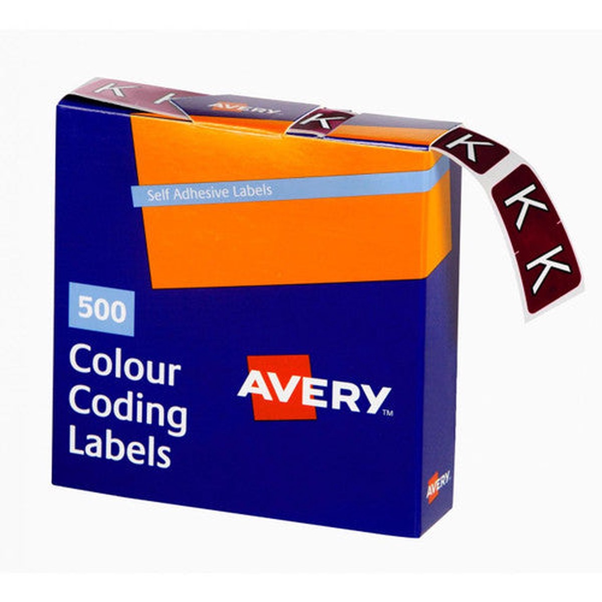 Avery Alphabetical K Side Tab Colour Coding Label 25 x 38mm Brown 500 Roll
