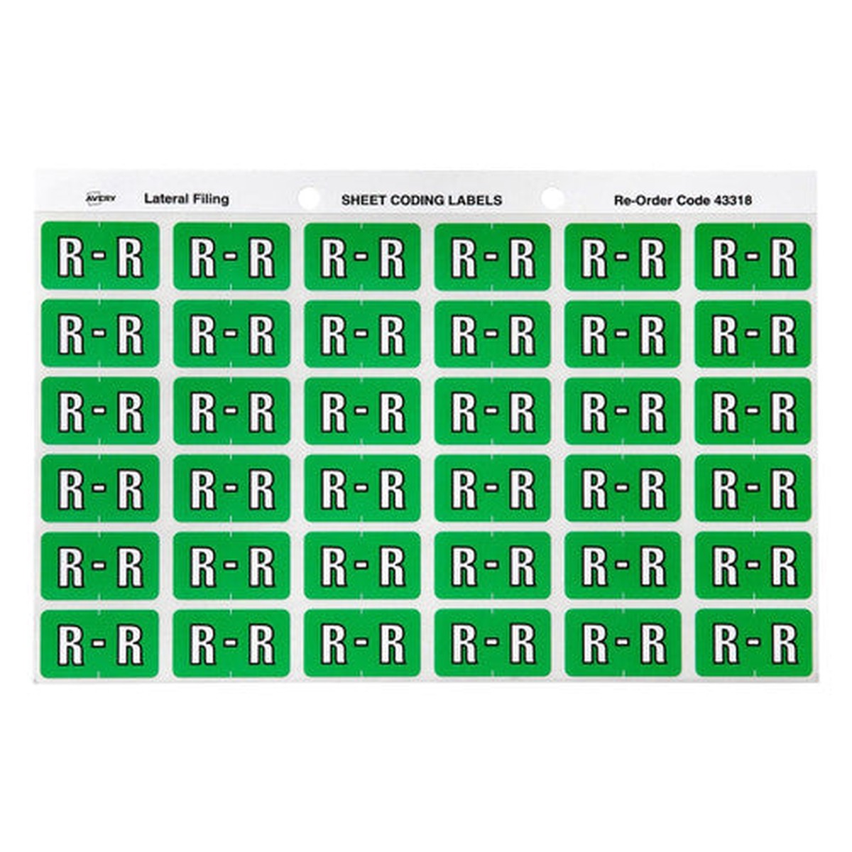 Avery Alphabetical R Side Tab Colour Coding Label 25 x 38mm Light Green 180 Pack