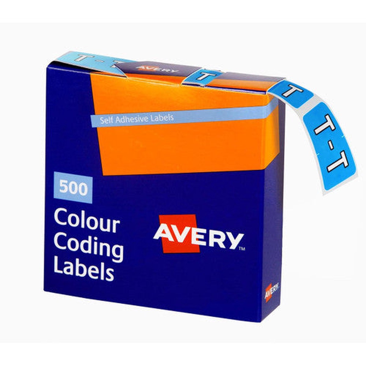 Avery Alphabetical T Side Tab Colour Coding Label 25 x 38mm Blue 500 Roll