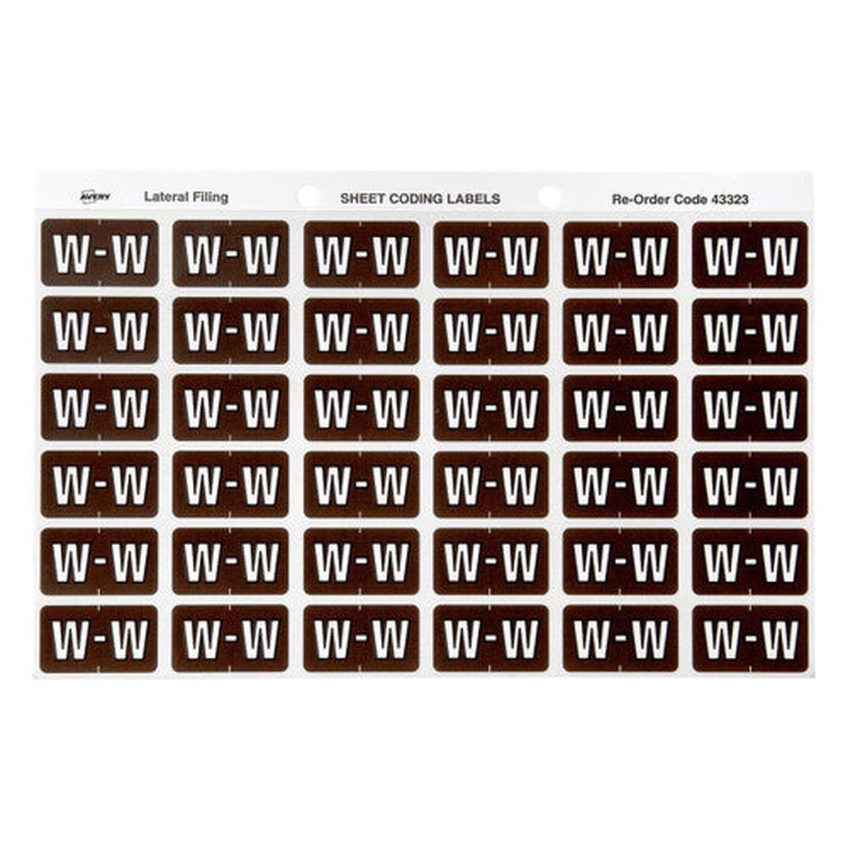 Avery Alphabetical W Side Tab Colour Coding Label 25 x 38mm Brown 180 Pack