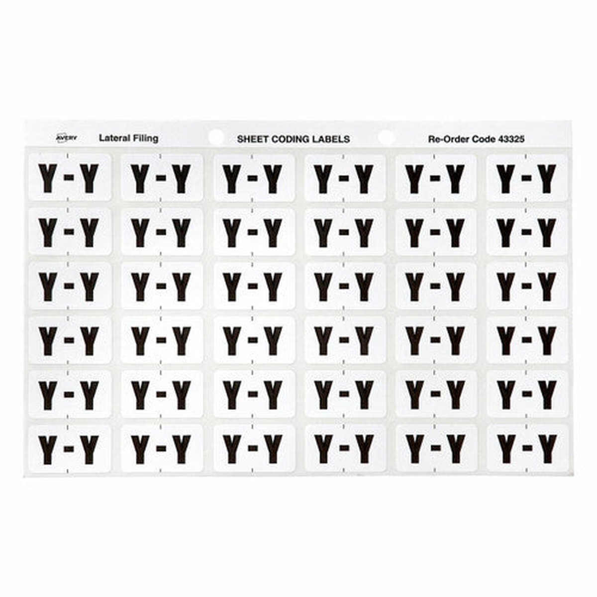 Avery Alphabetical Y Side Tab Colour Coding Label 25 x 38mm White 180 Pack