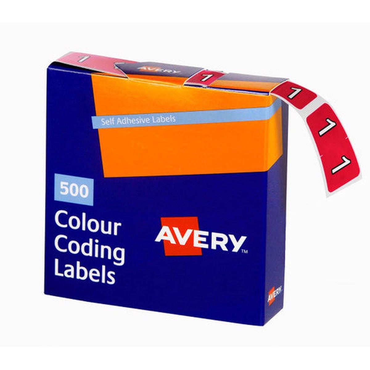 Avery Numeric 1 Side Tab Colour Coding Label 25 x 38mm Magenta 500 Roll