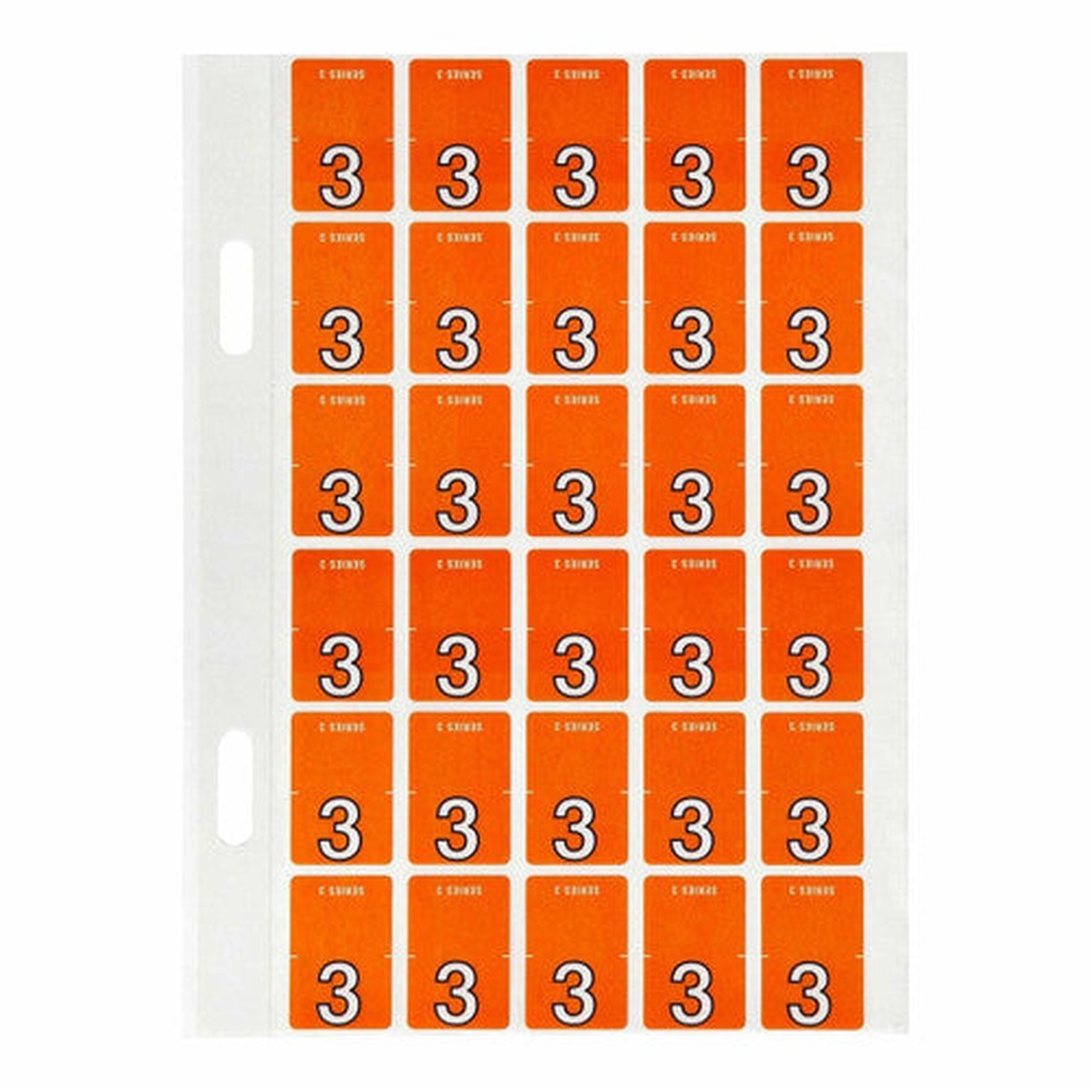 Avery Numeric 3 Top Tab Colour Coding Label 20 x 30mm Dark Orange 150 Pack