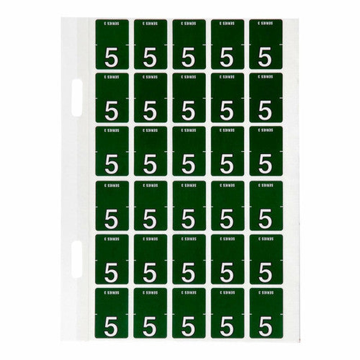 Avery Numeric 5 Top Tab Colour Coding Label 20 x 30mm Dark Green 150 Pack