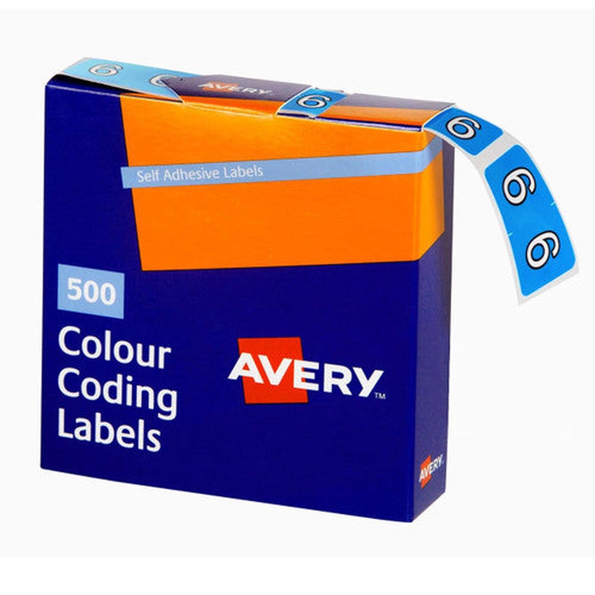 Avery Numeric 6 Side Tab Colour Coding Label 25 x 38mm Blue 500 Roll