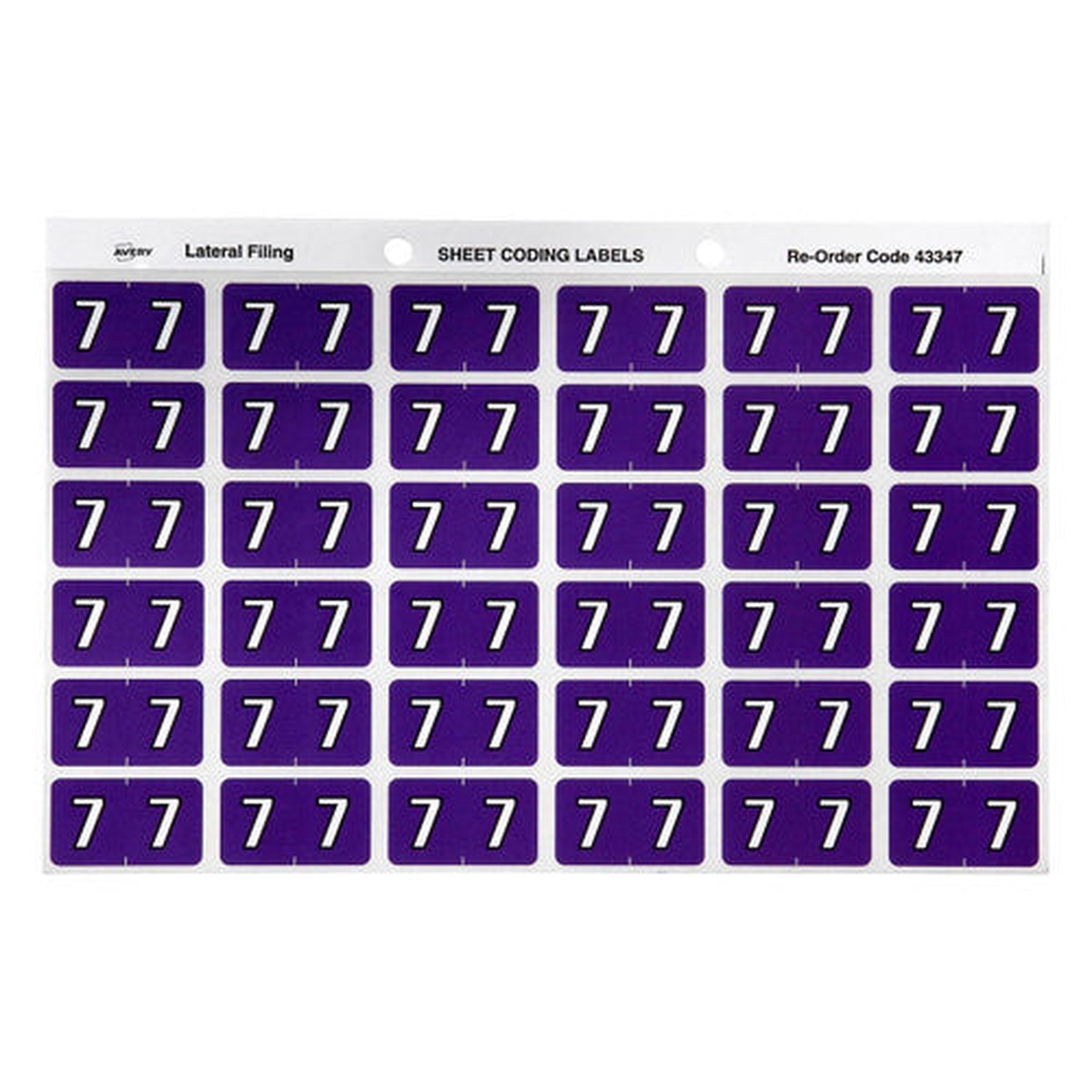 Avery Numeric 7 Side Tab Colour Coding Label 25 x 38mm Purple 180 Pack