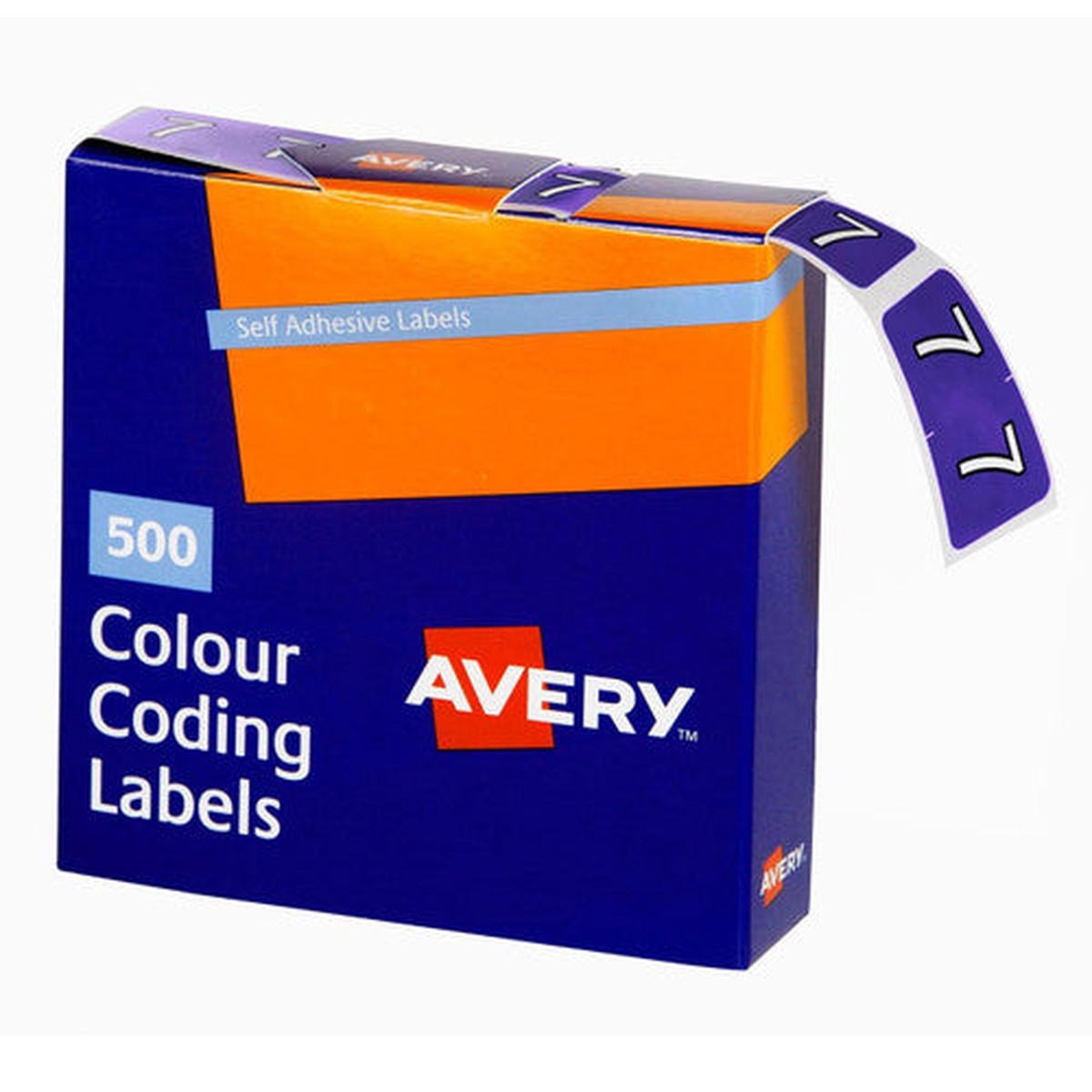 Avery Numeric 7 Side Tab Colour Coding Label 25 x 38mm Purple 500 Roll