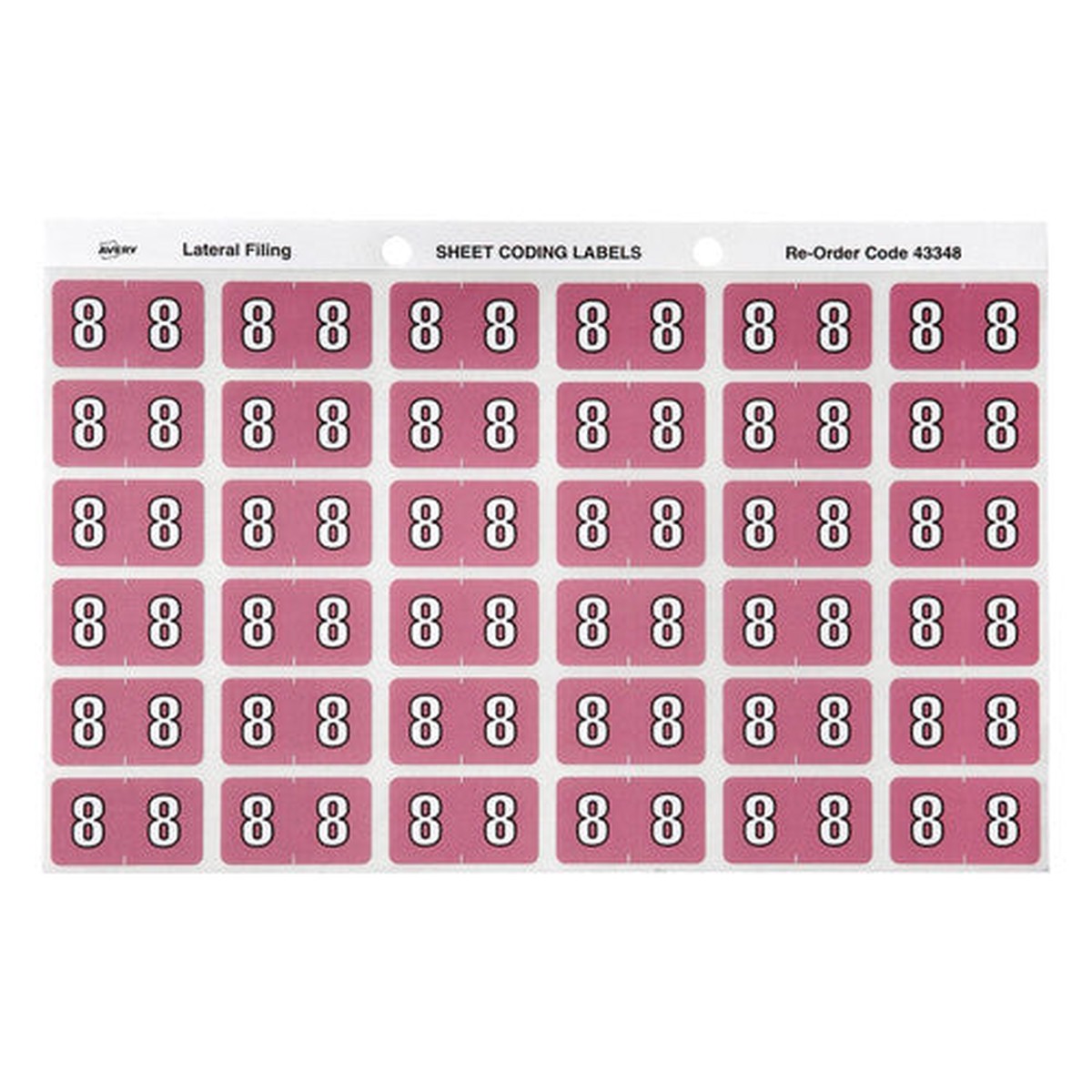 Avery Numeric 8 Side Tab Colour Coding Label 25 x 38mm Mauve 180 Pack