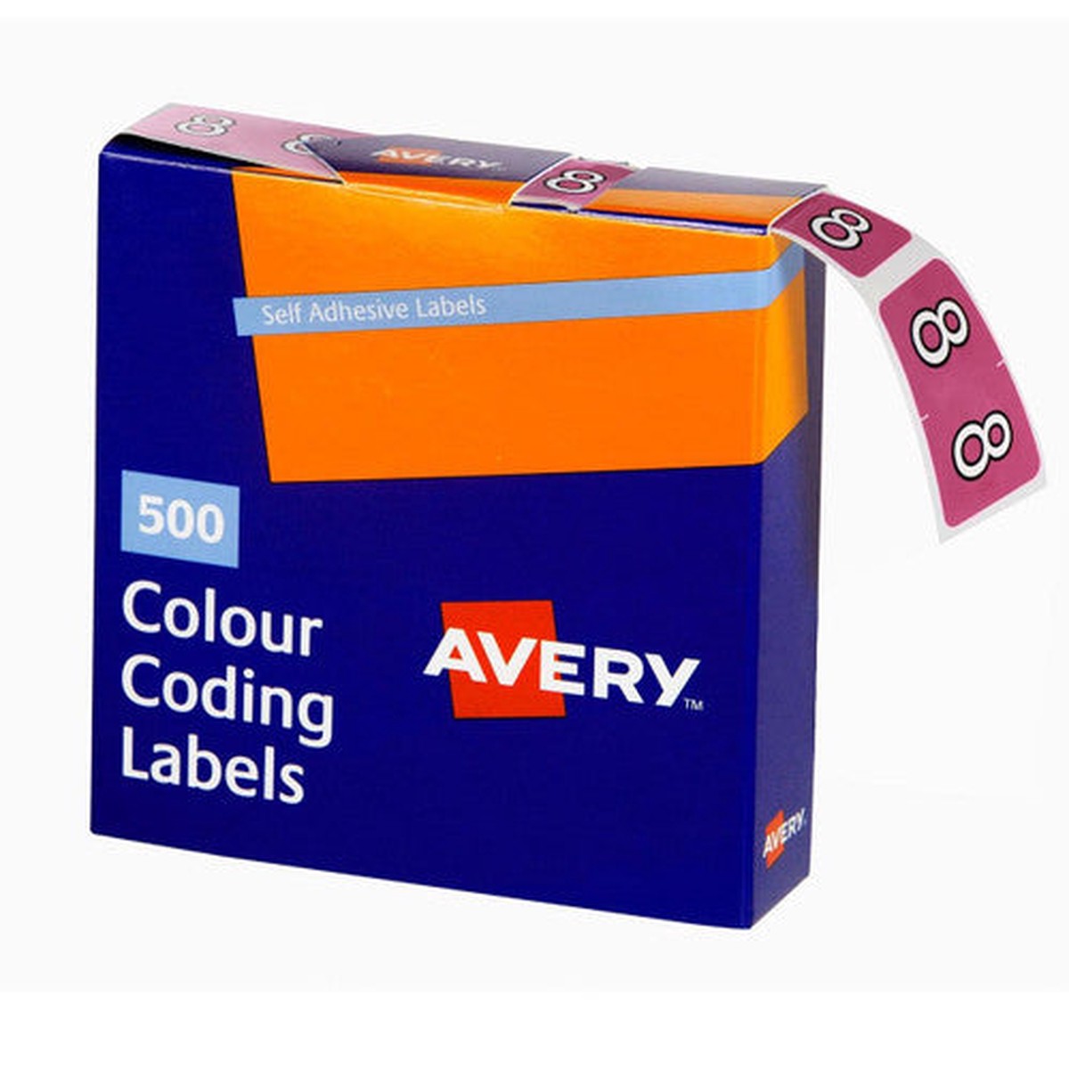 Avery Numeric 8 Side Tab Colour Coding Label 25 x 38mm Mauve 500 Roll