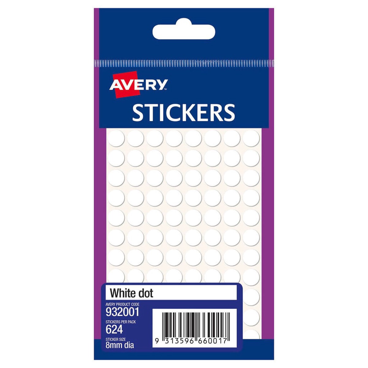 Avery White Multi-Purpose Stickers Circle 8mm 624 Pack