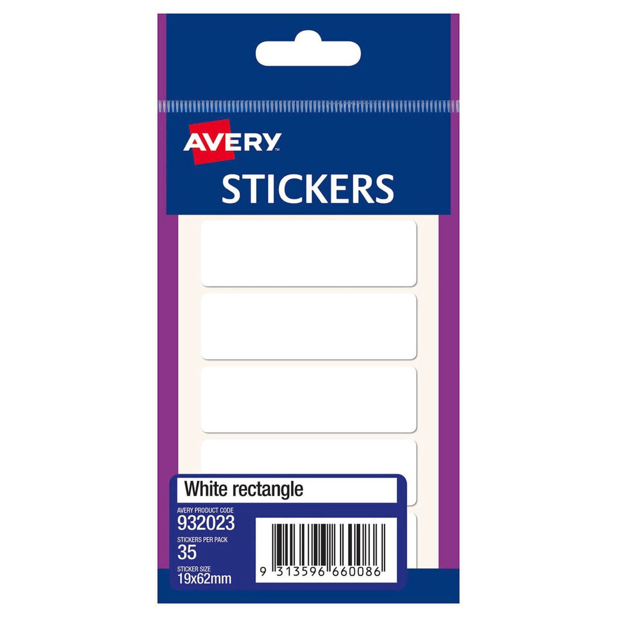 Avery White Multi-Purpose Stickers Rectangle 62 x 19mm 35 Pack
