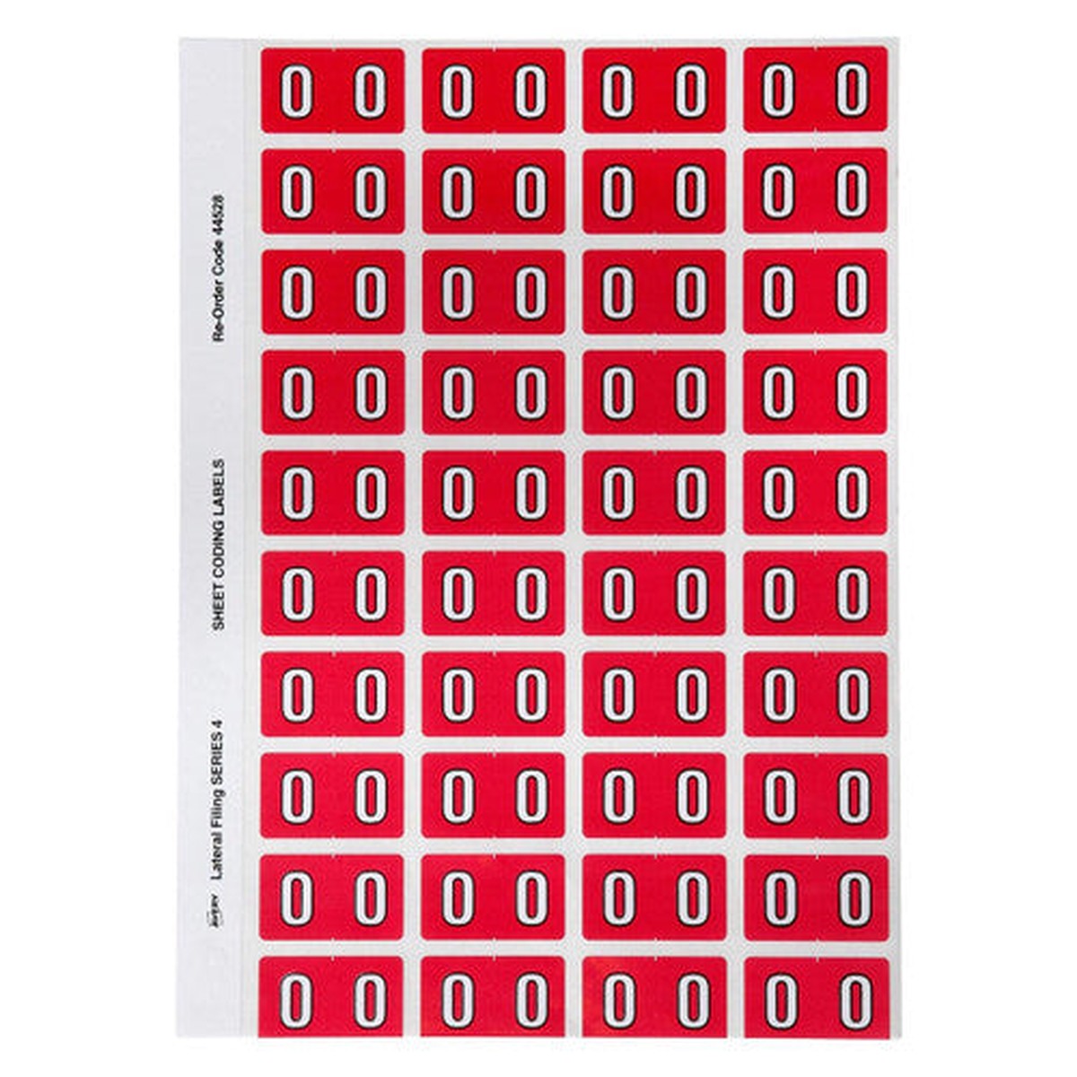 Avery Numeric 0 Side Tab Colour Coding Label 25 x 42mm Red 240 Pack