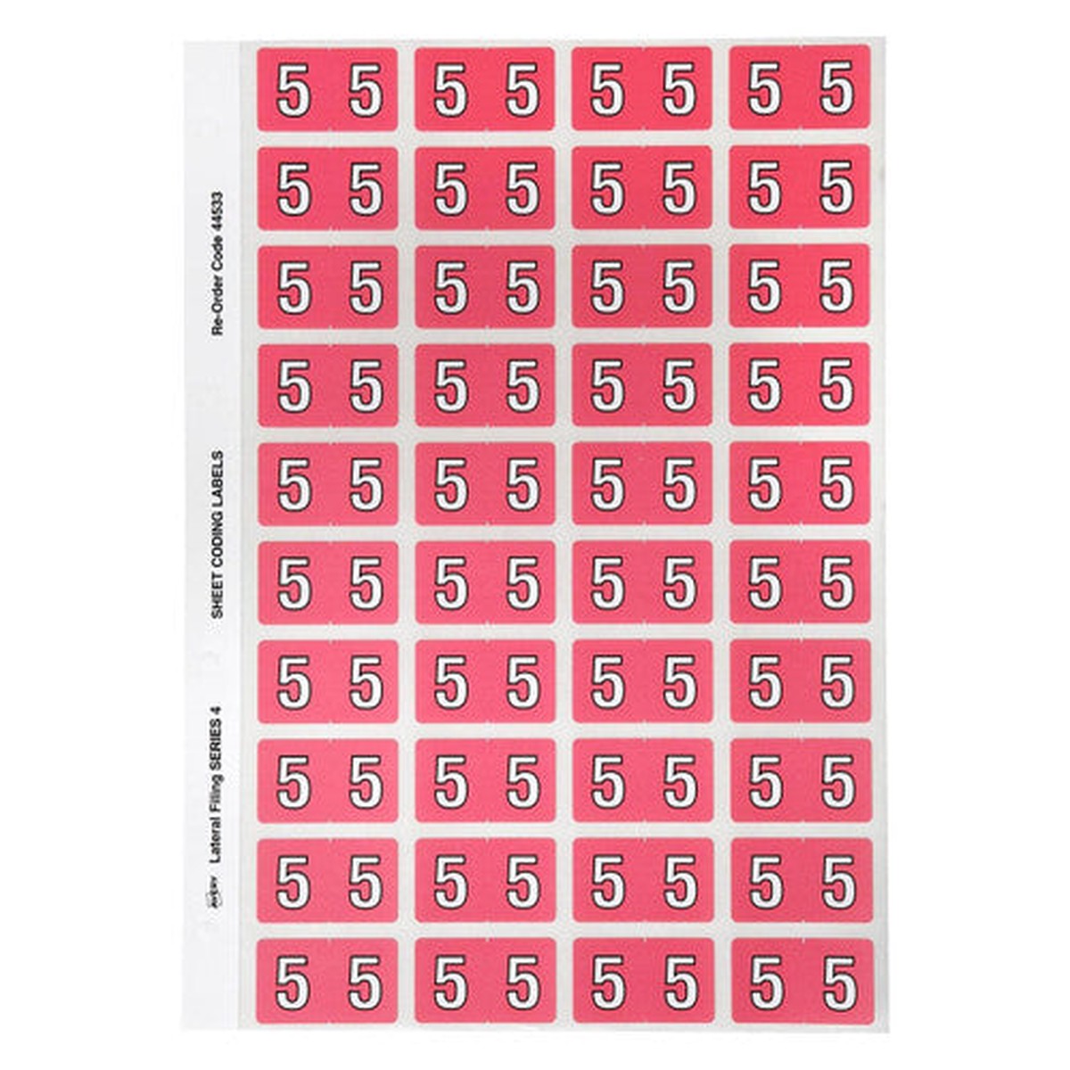 Avery Numeric 5 Side Tab Colour Coding Label 25 x 42mm Pink 240 Pack