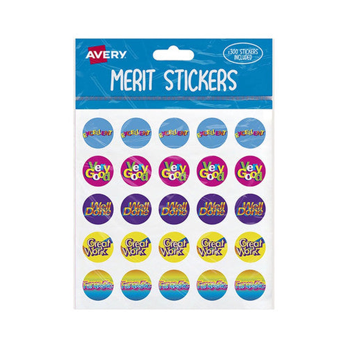 Avery Merit Stickers Caption 2 Round 22mm Diameter 300 Pack