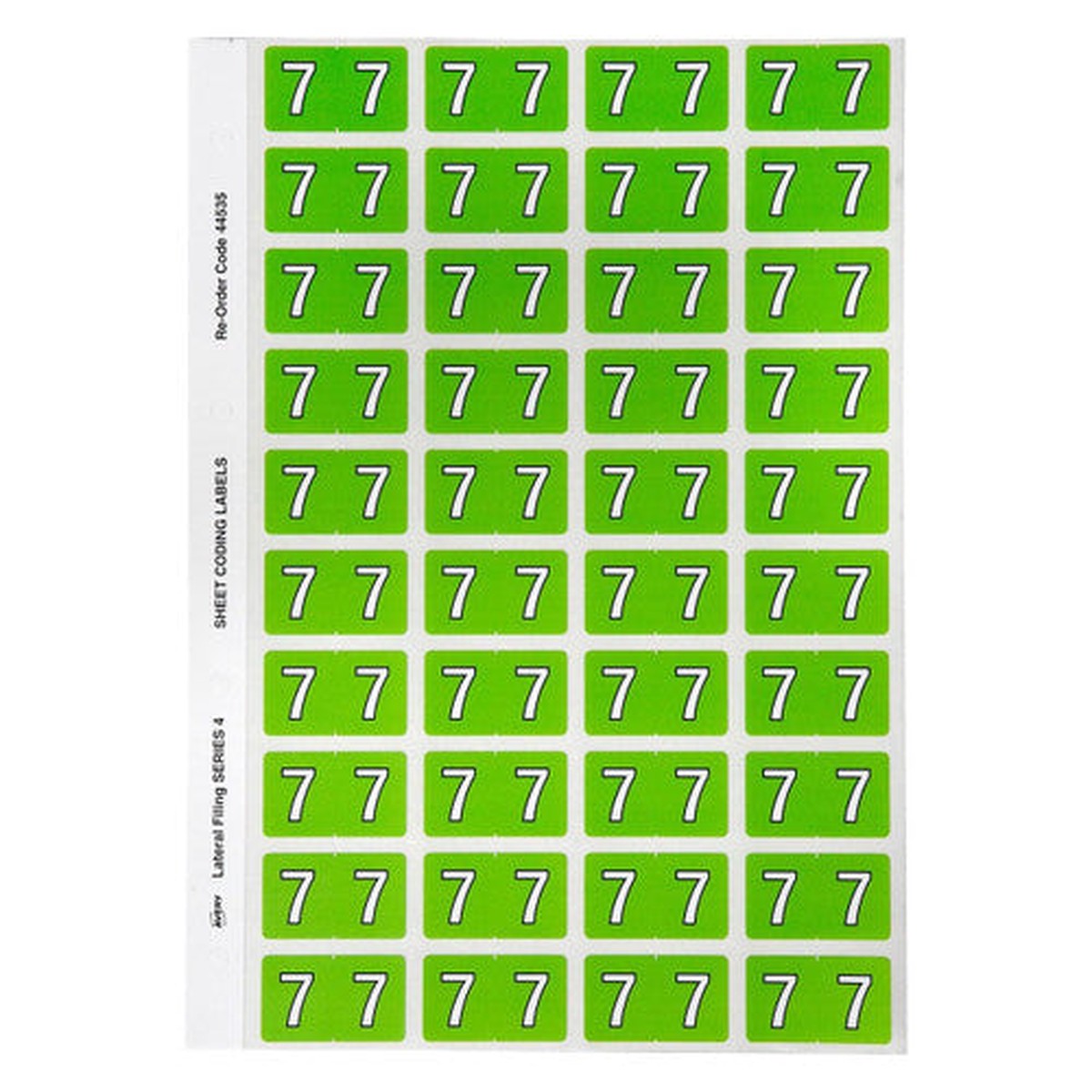 Avery Numeric 7 Side Tab Colour Coding Label 25 x 42mm Light Green 240 Pack