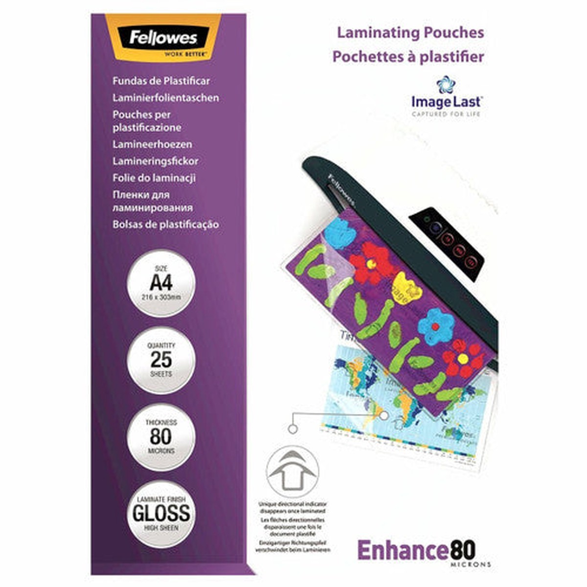 Fellowes ImageLast Laminating Pouches A4 80mic Gloss Pack 25