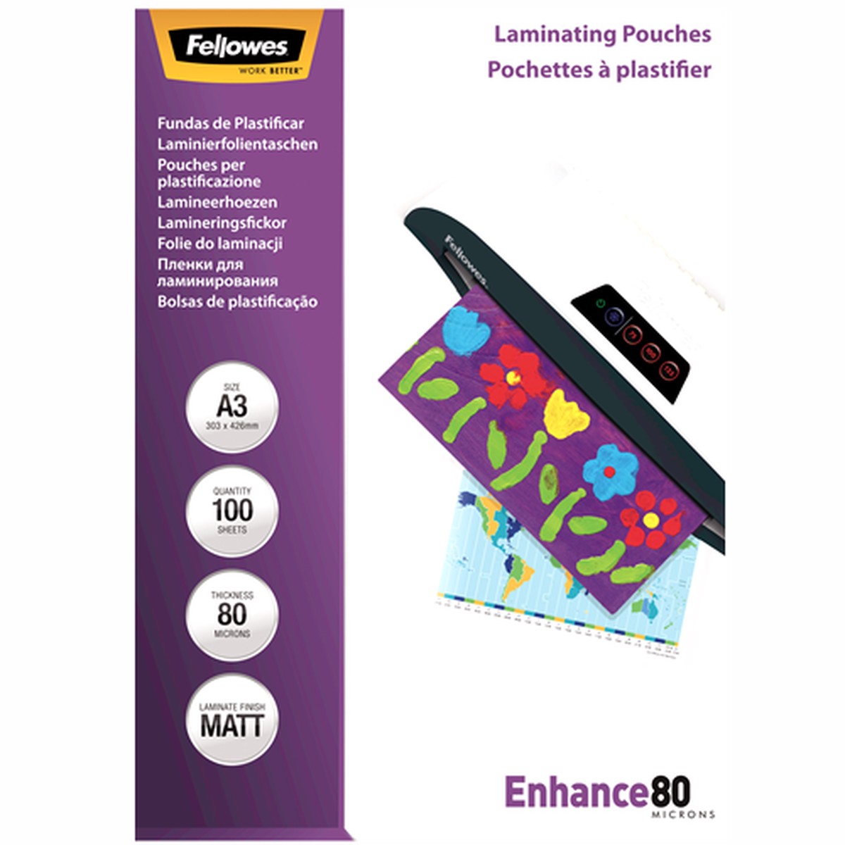 Fellowes Laminating Pouches A3 80mic Matt Pack 100