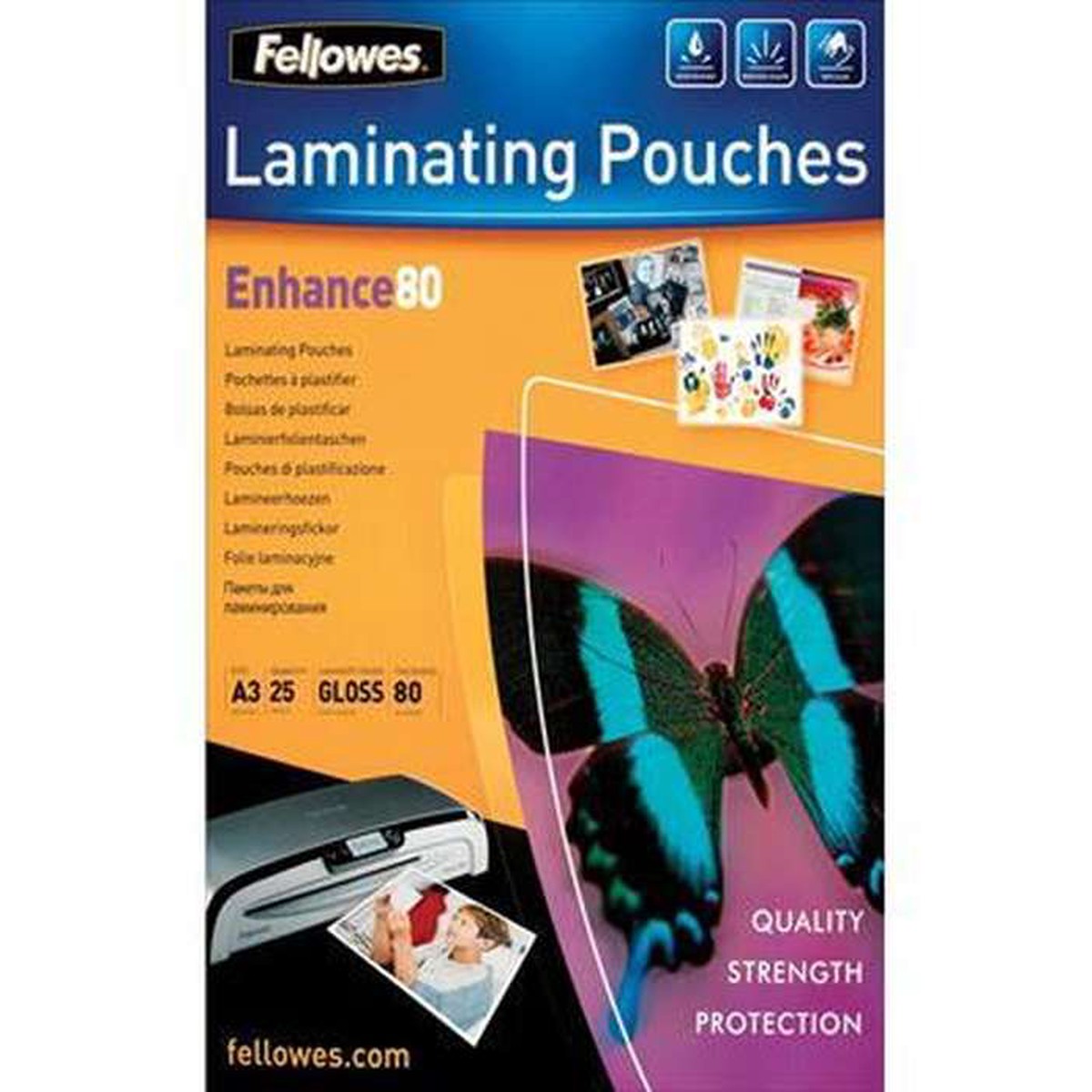Fellowes Imagelast Laminating Pouch Gloss 80 Micron A3 Clear Pack 25