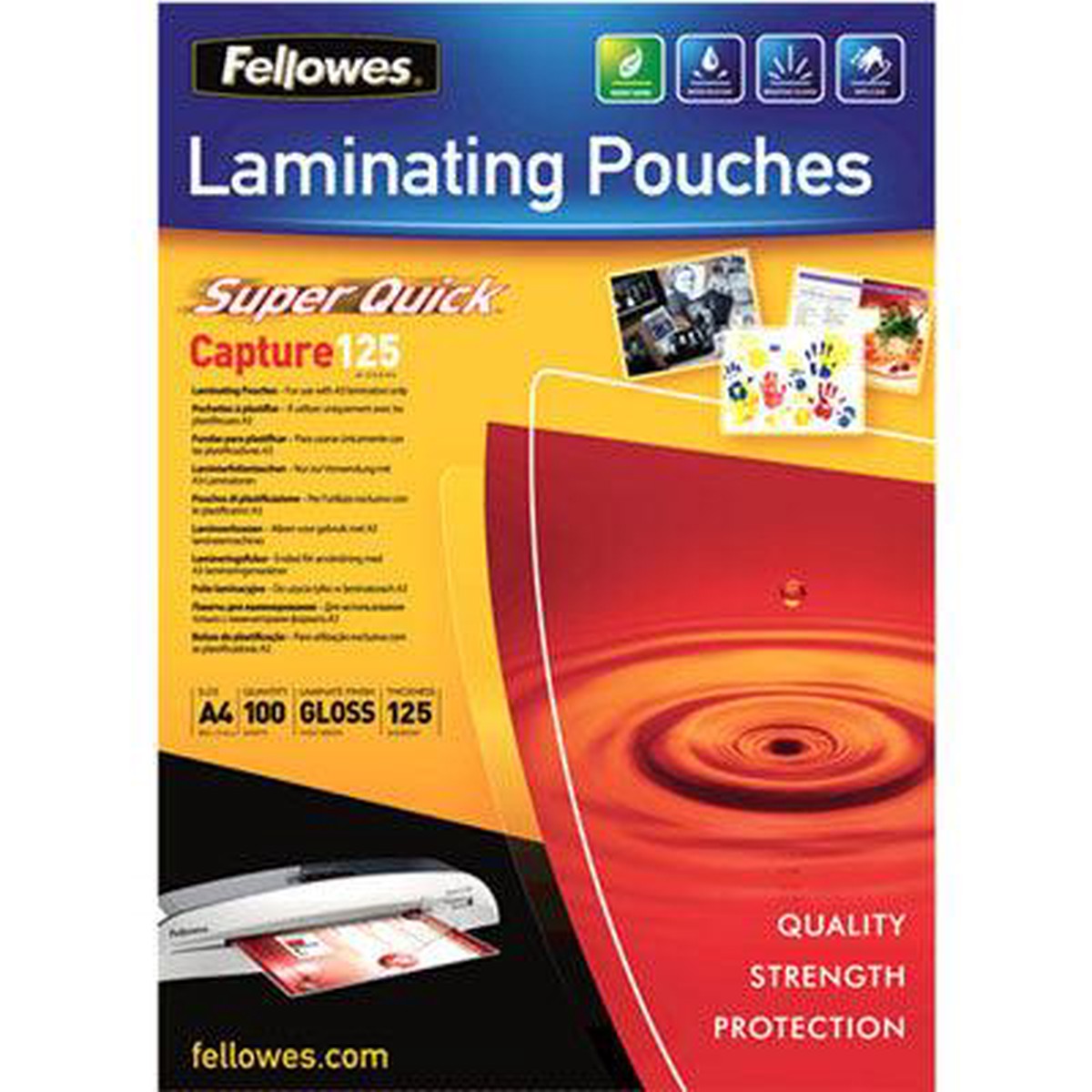 Fellowes Superquick Laminating Pouch Gloss 125 Micron A4 Clear Pack 100