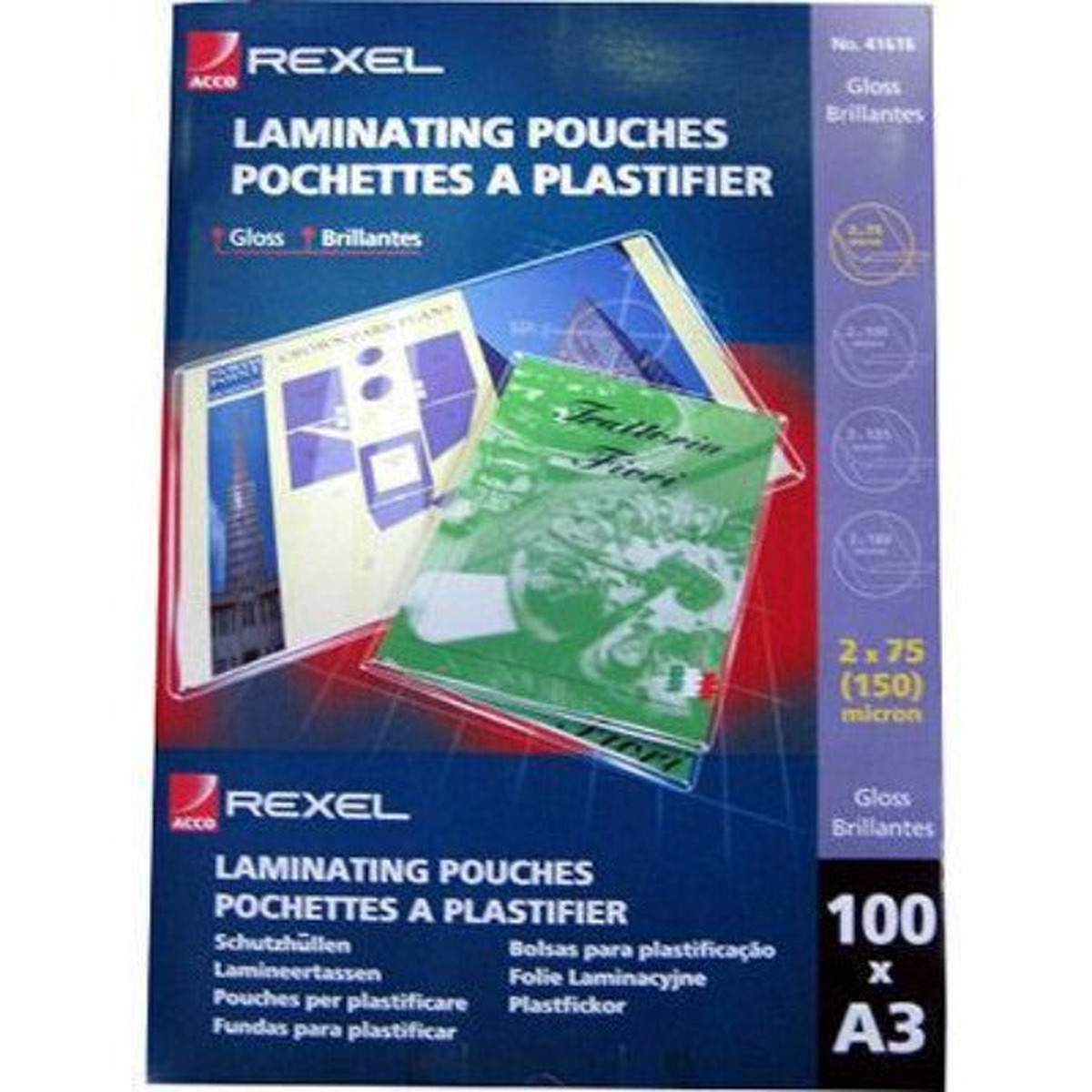 Rexel Laminating Pouch 75 Micron A3 Clear Pack 100
