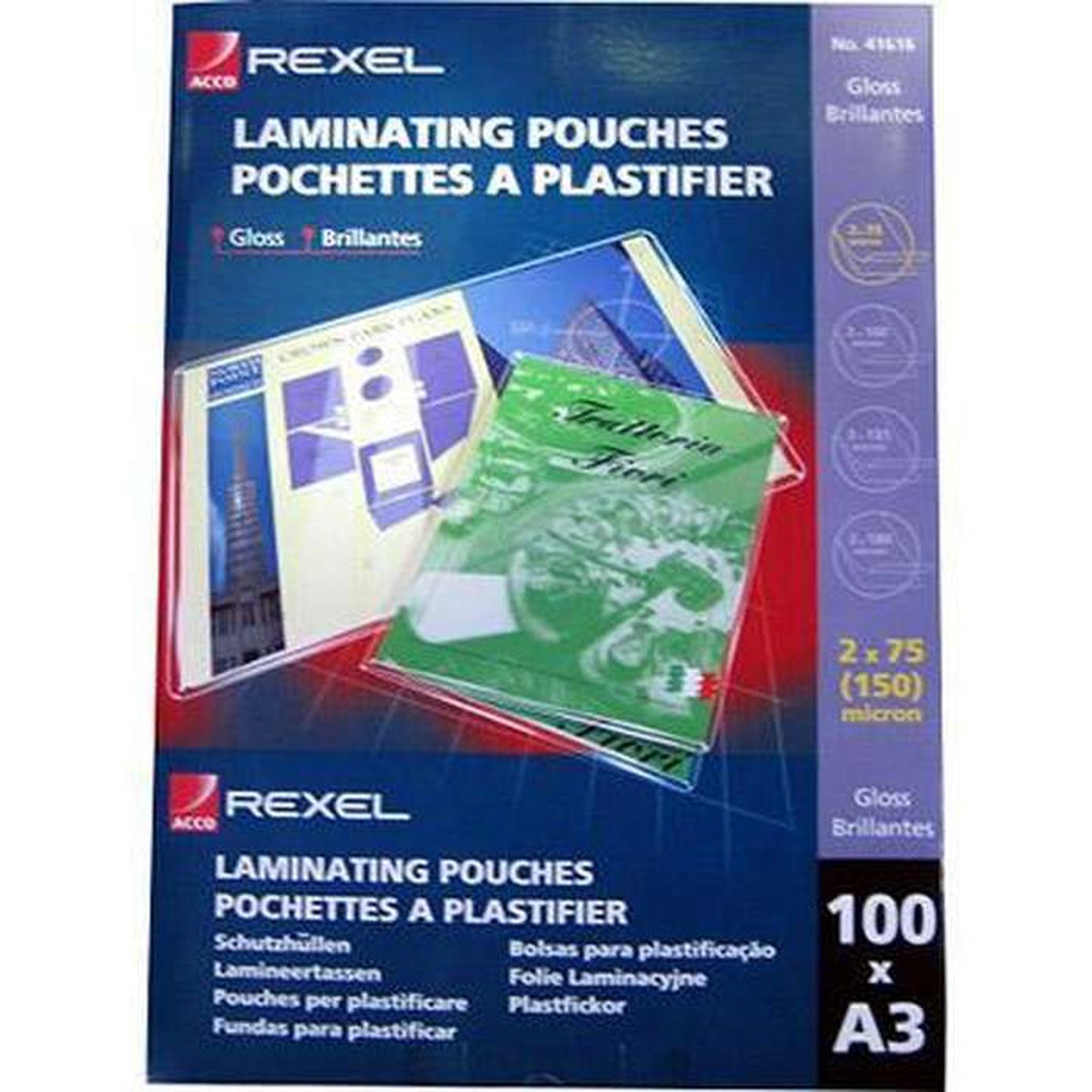 Rexel Laminating Pouch 100 Micron A3 Clear Pack 100