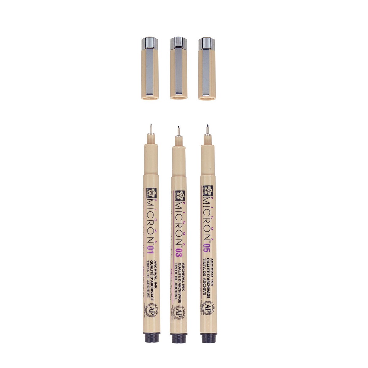 Sakura Pigma Micron 3pc Set Black 01 03 05
