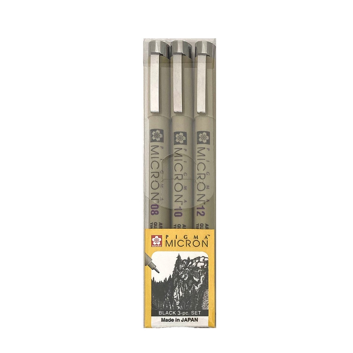Sakura Pigma Micron 3pc Set Black 08 10 12