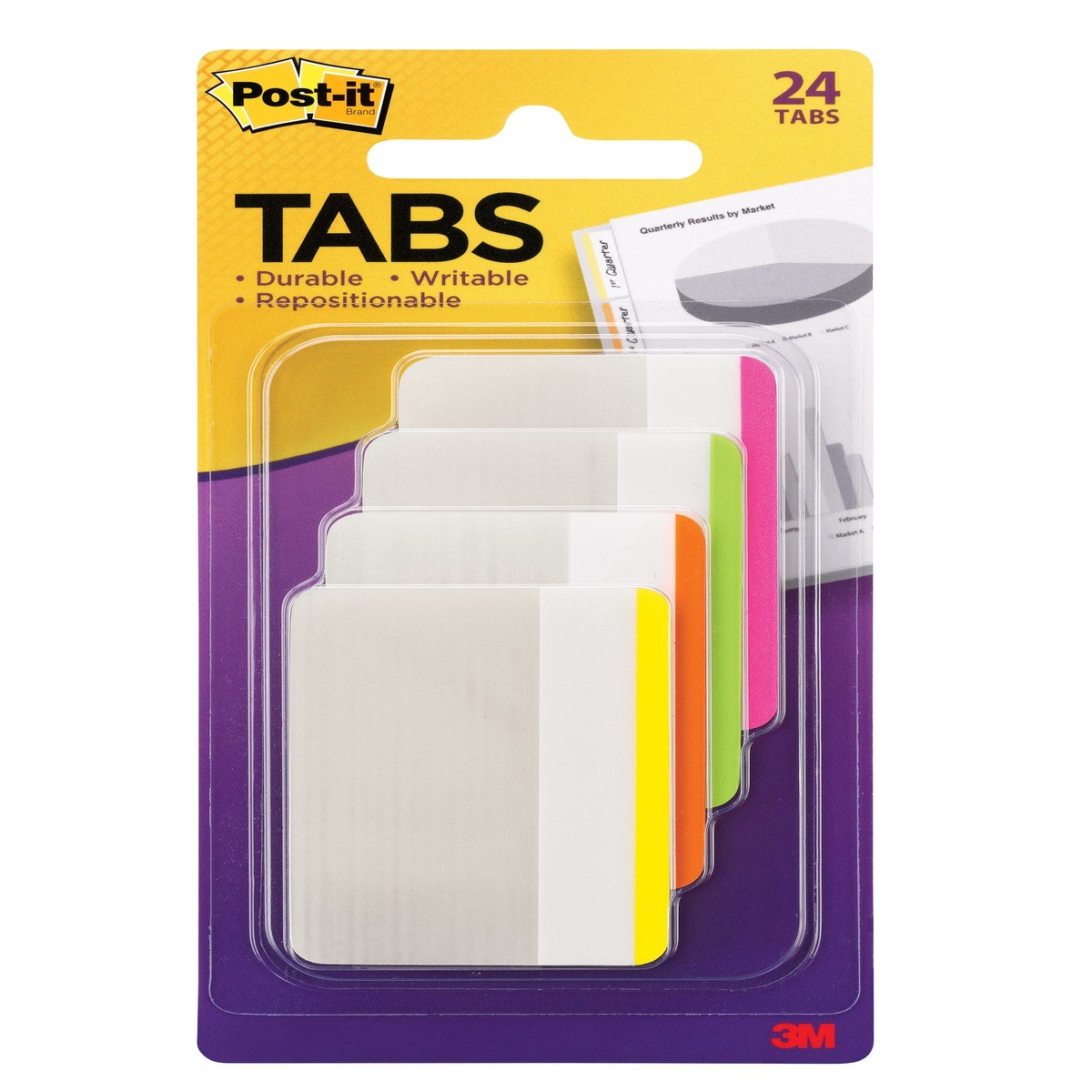 Post-it Durable Tabs Bright Assorted 50 x 38mm 686F-1BB