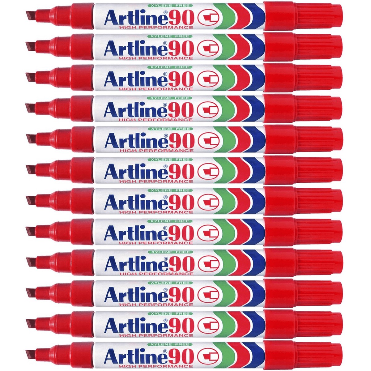Artline 90 Permanent Marker Chisel Tip 2-5mm Red Box 12