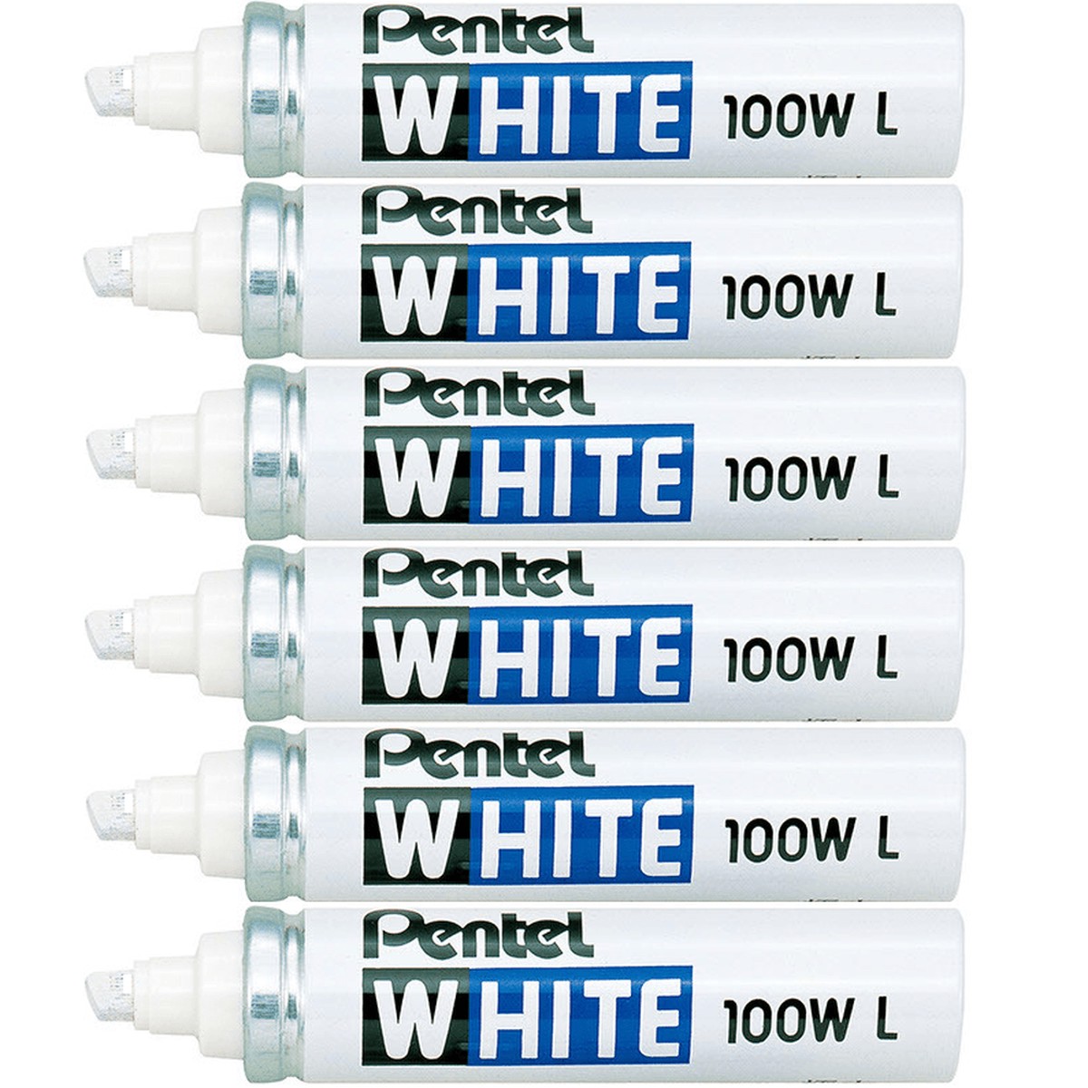 Pentel 100W L Large Permanent Marker Large Chisel White Pack 6