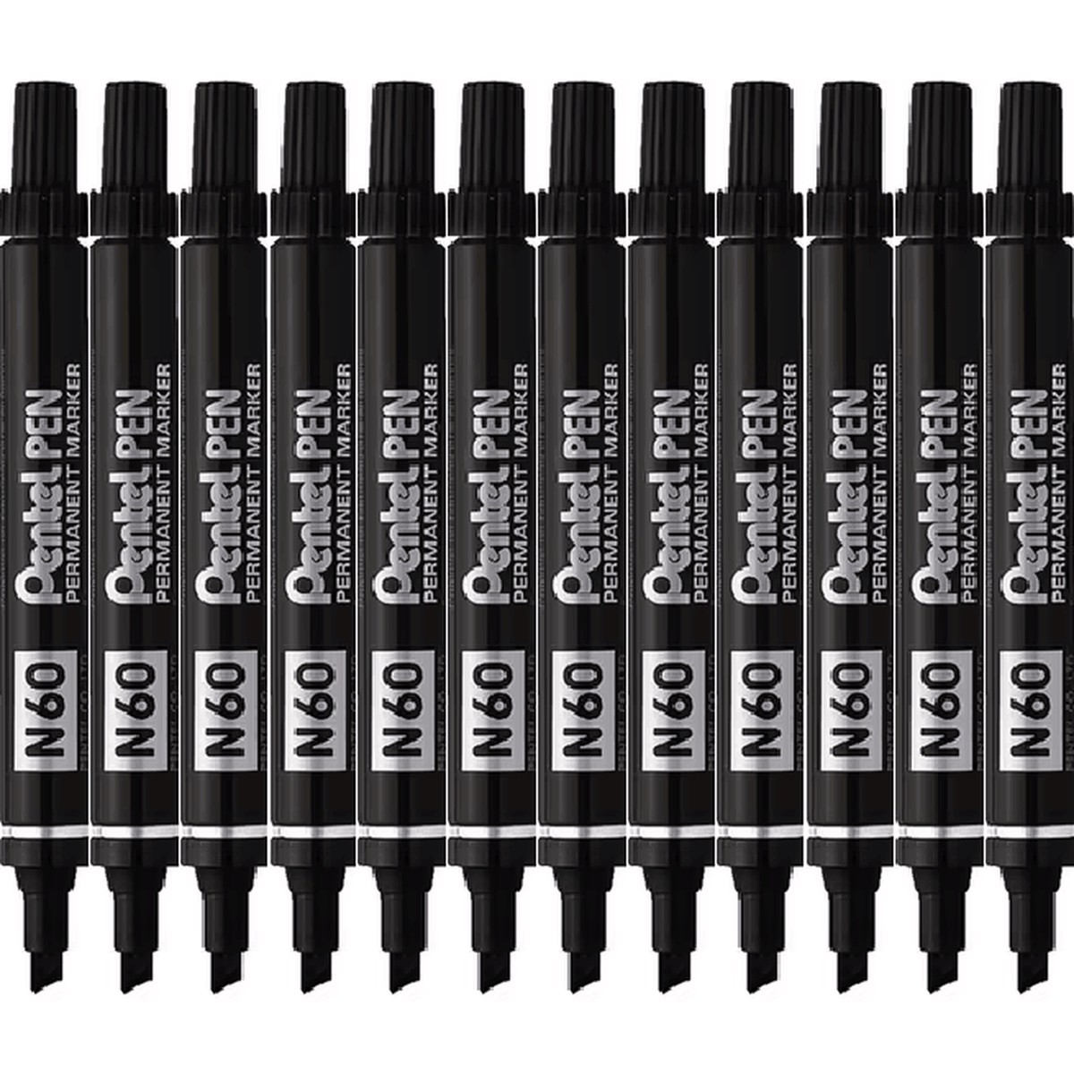 Pentel N60 Permanent Marker Chisel Point Black Box 12