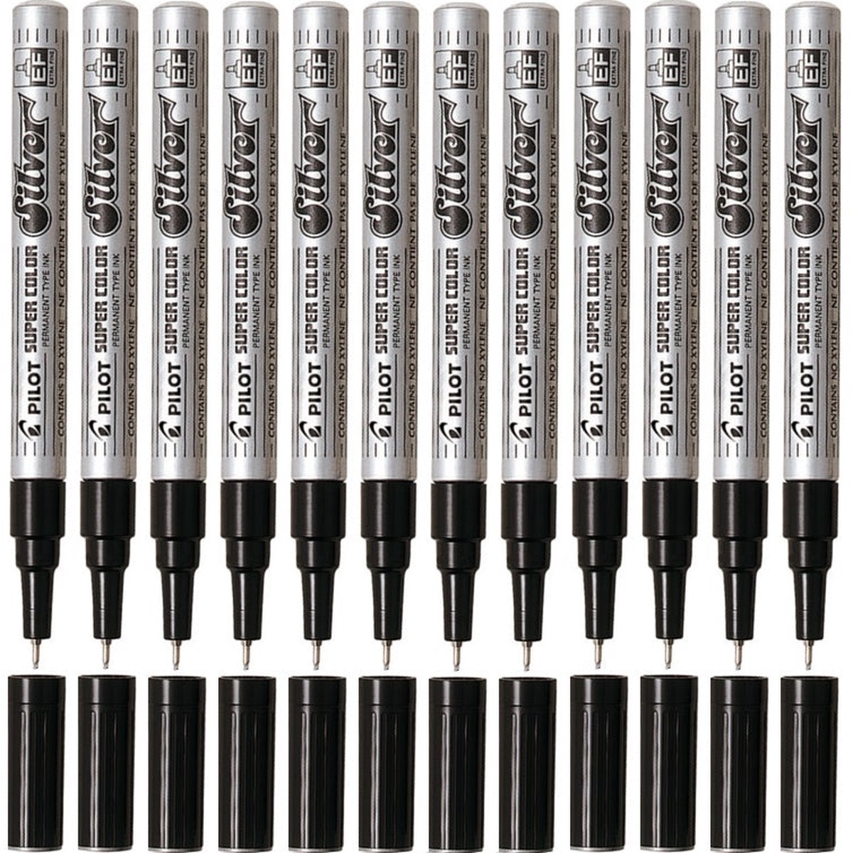 Pilot Permanent Marker Extra Fine Silver Box 12
