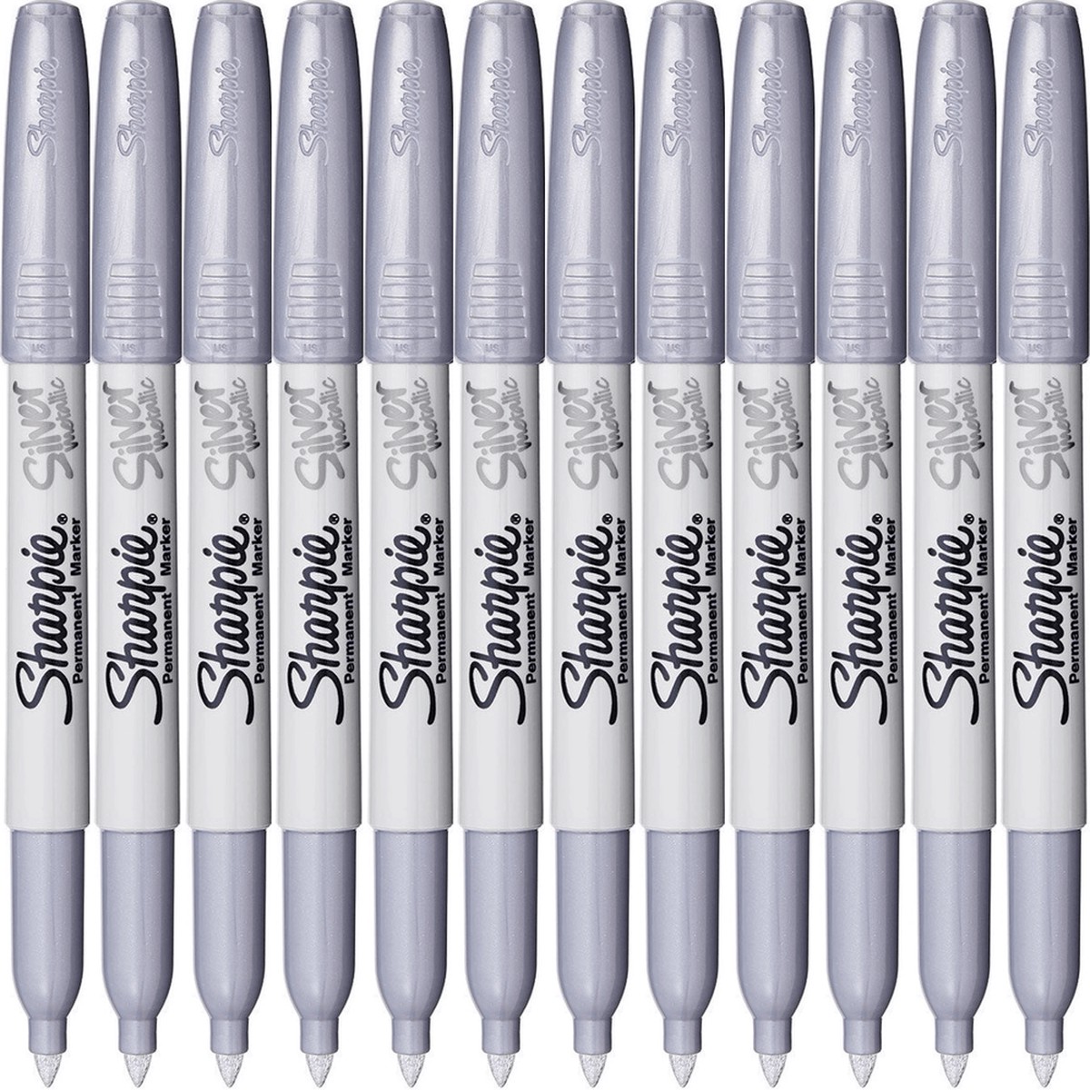 Sharpie Permanent Marker Fine Metallic Silver Box 12