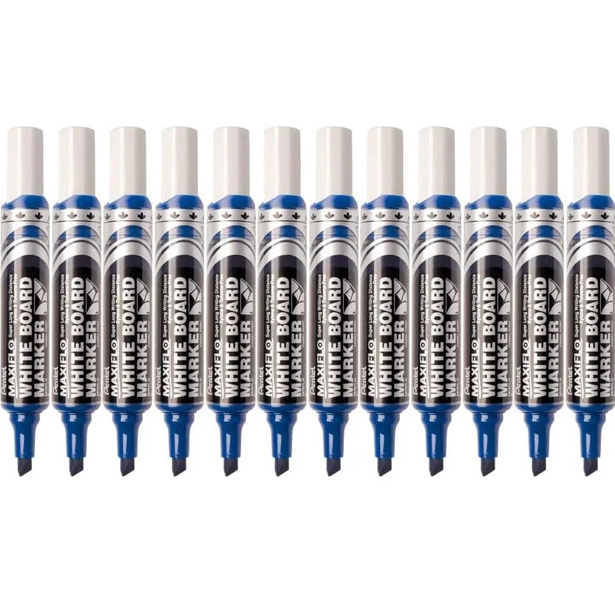 Pentel Maxiflo Whiteboard Marker Chisel Point 7mm Blue Box 12